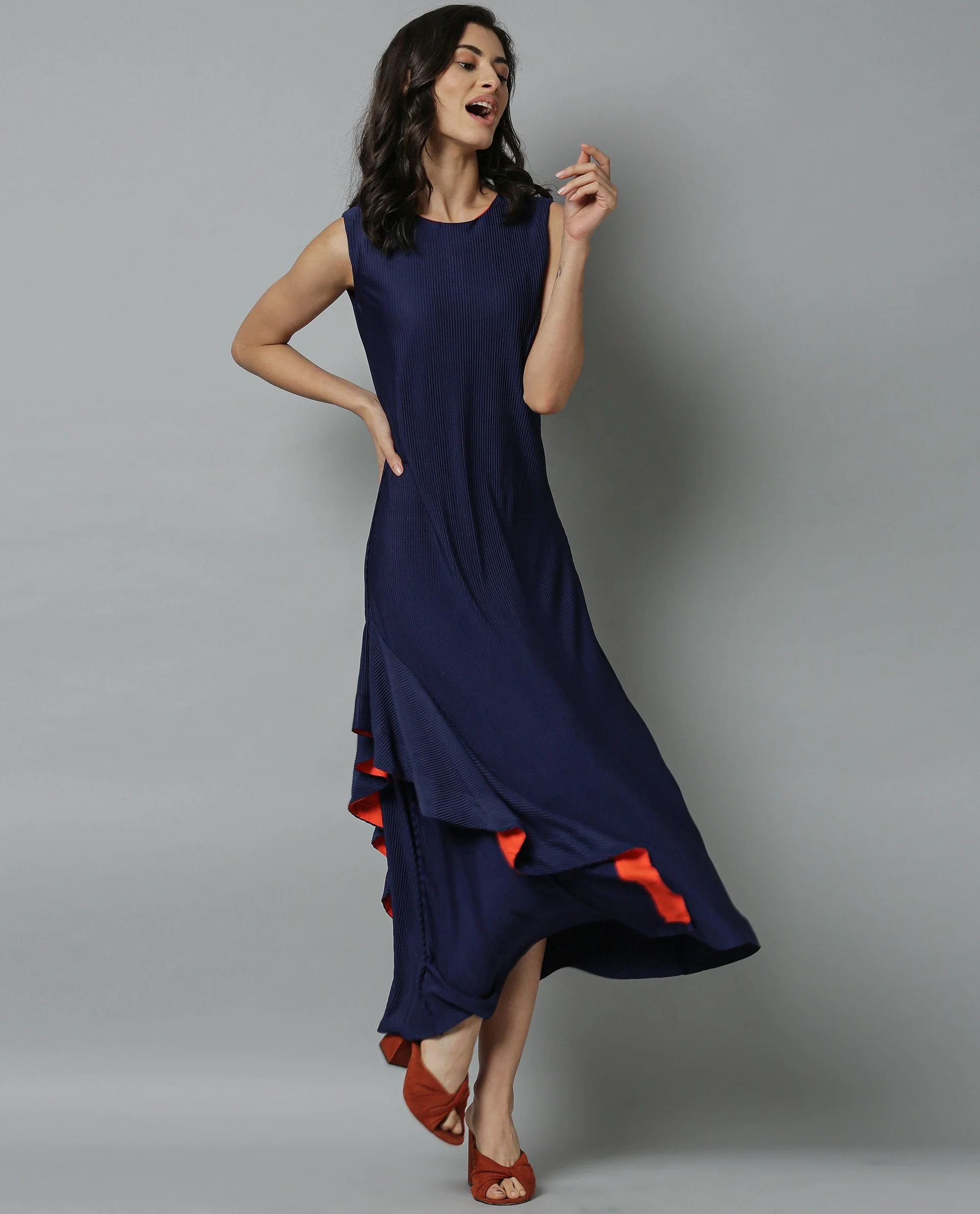 Rareism Women Oka Blue Dress Sleeveless - Image 3