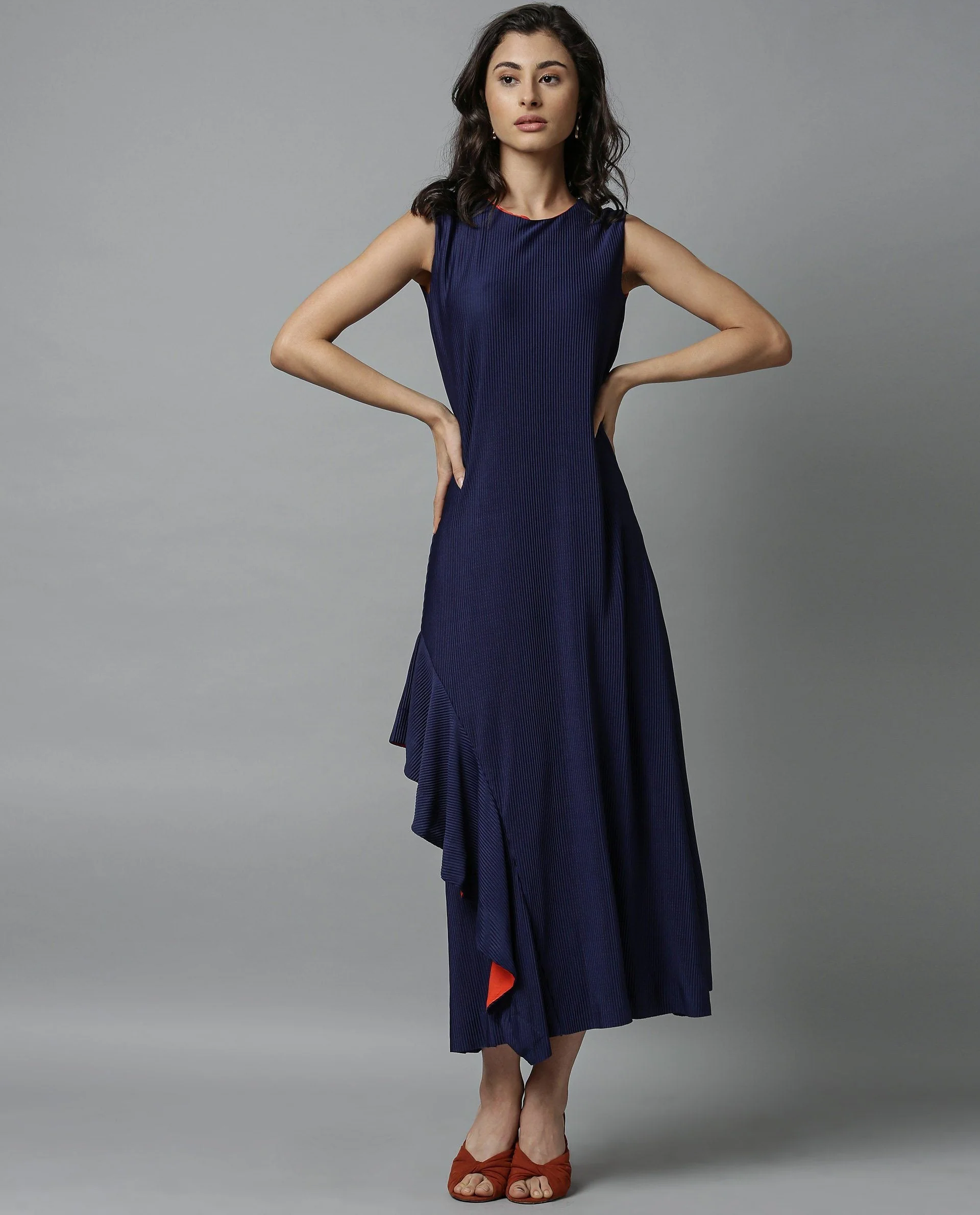 Rareism Women Oka Blue Dress Sleeveless - Image 4