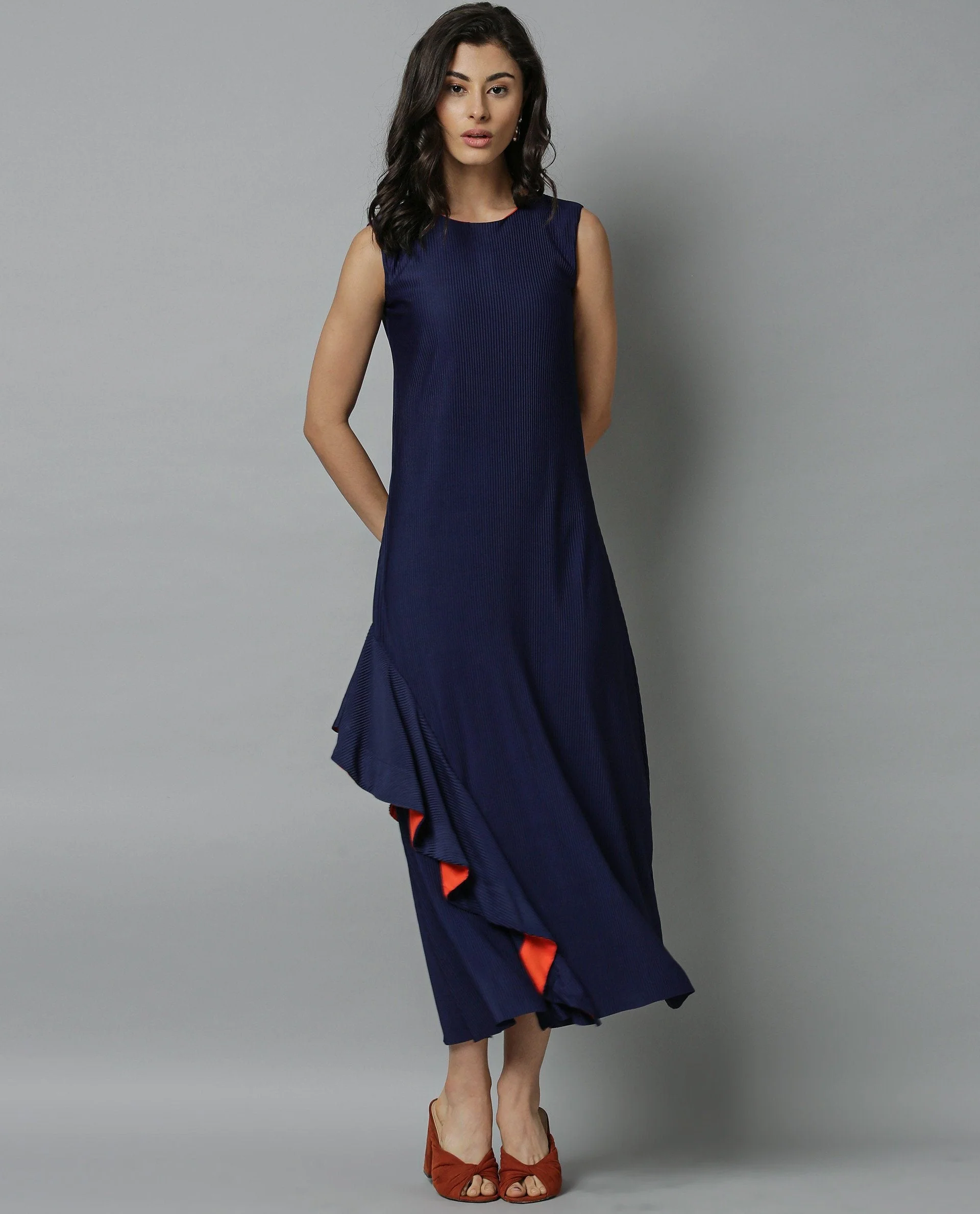 Rareism Women Oka Blue Dress Sleeveless - Image 5