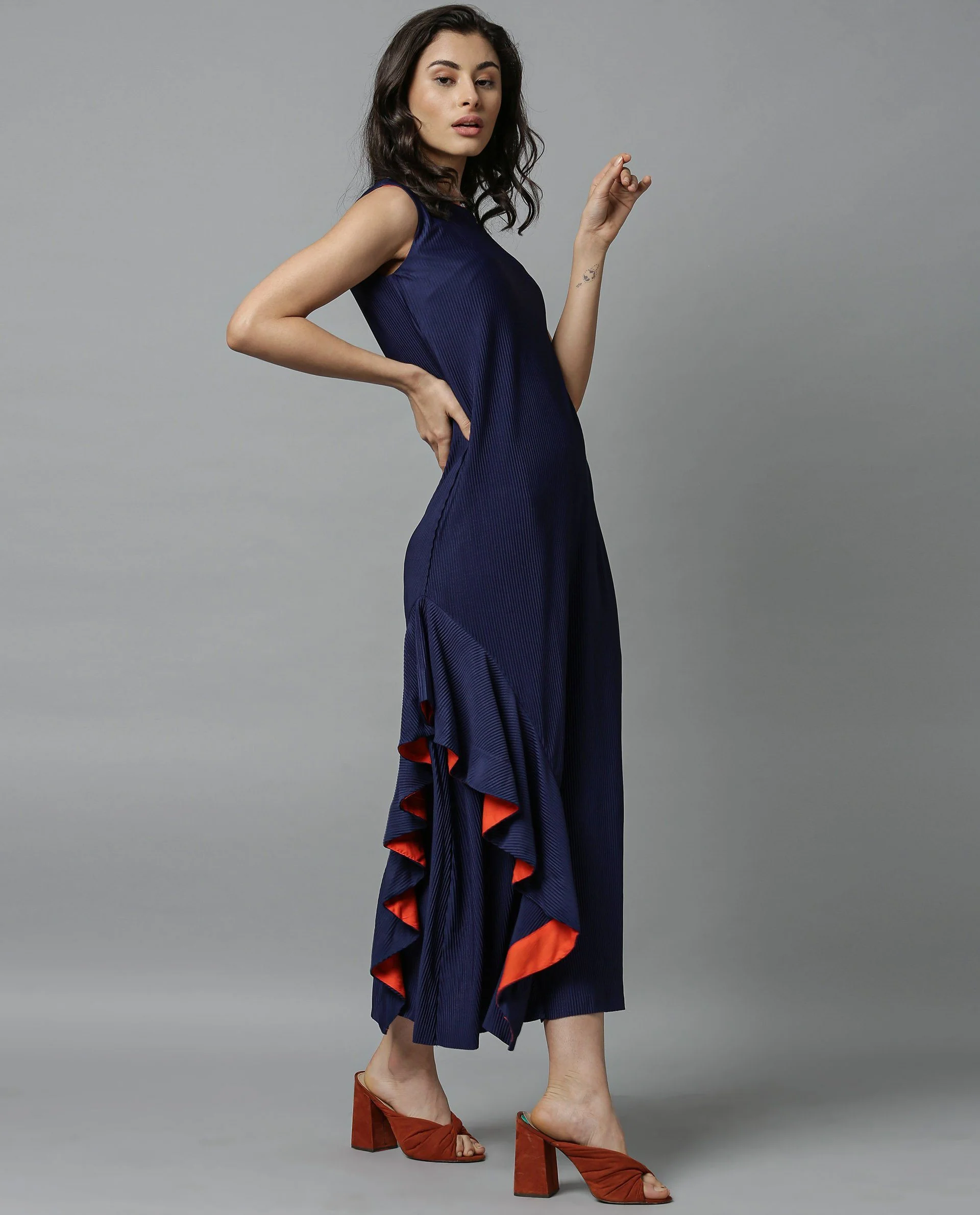 Rareism Women Oka Blue Dress Sleeveless - Image 6