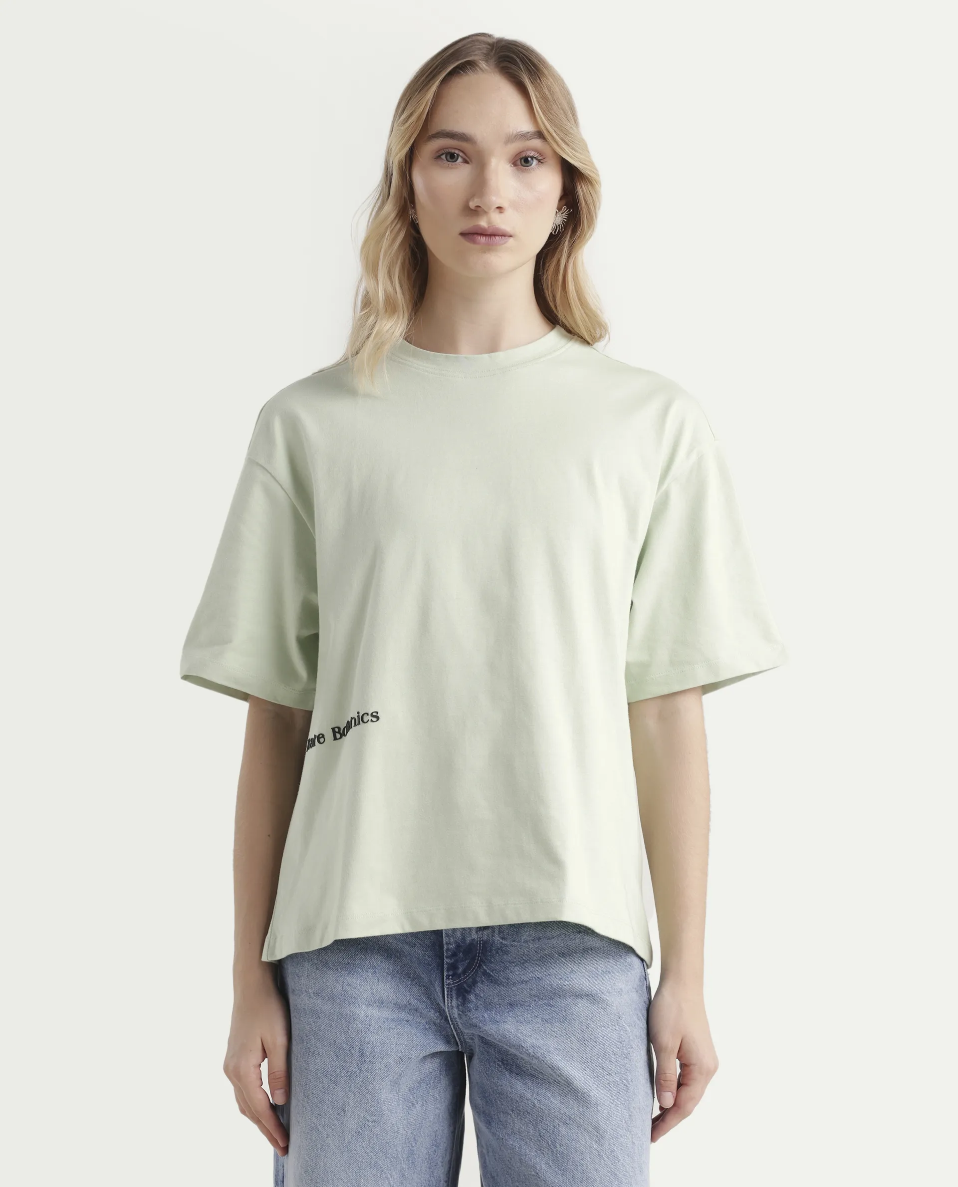 Rareism Women's Olaf Pastel Cotton Crew Neck Graphic Print Relaxed Fit T-Shirt - Image 3