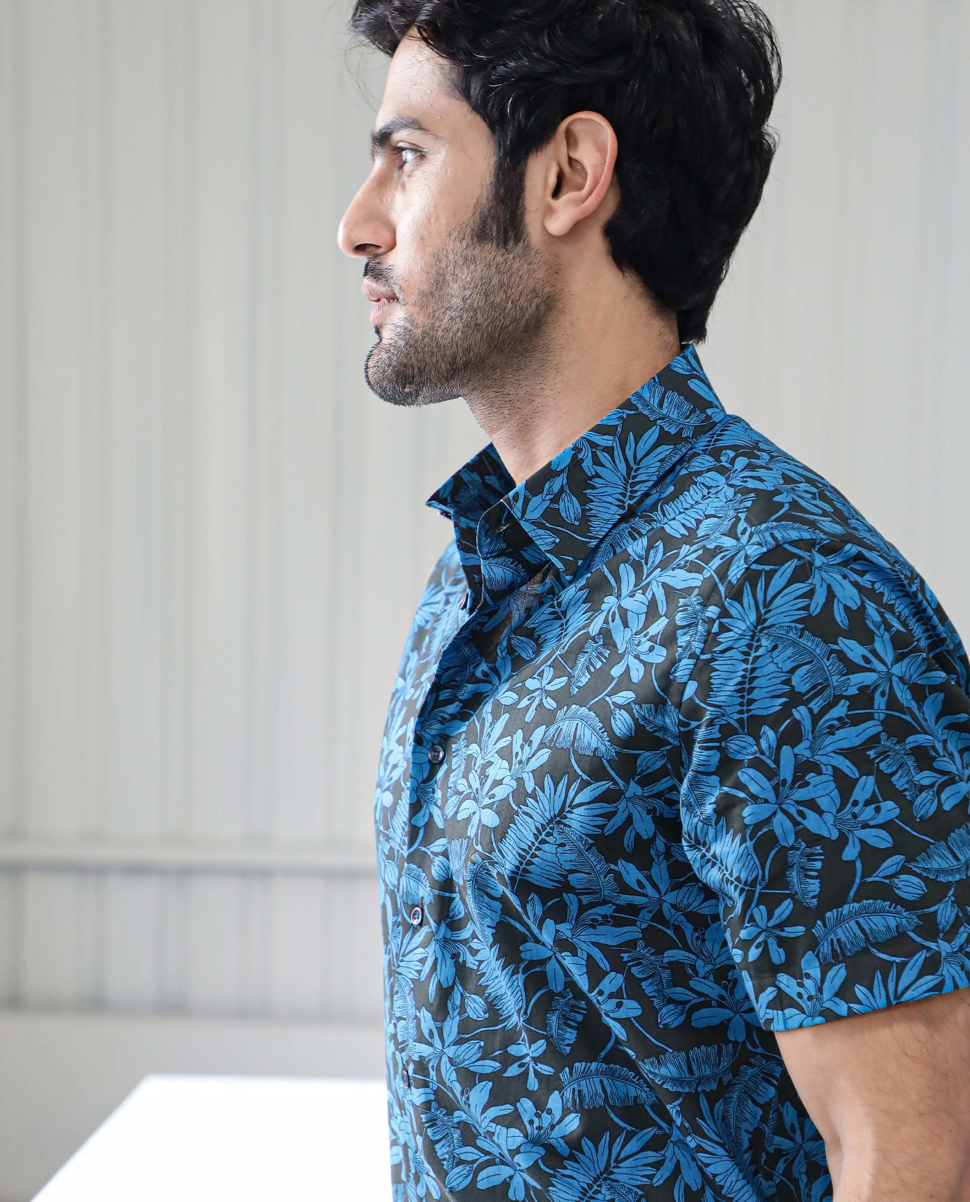 Rare Rabbit Men's Olar Olive Cotton Floral Print Regular Fit Half Sleeve Spread Collar Shirt - Image 8
