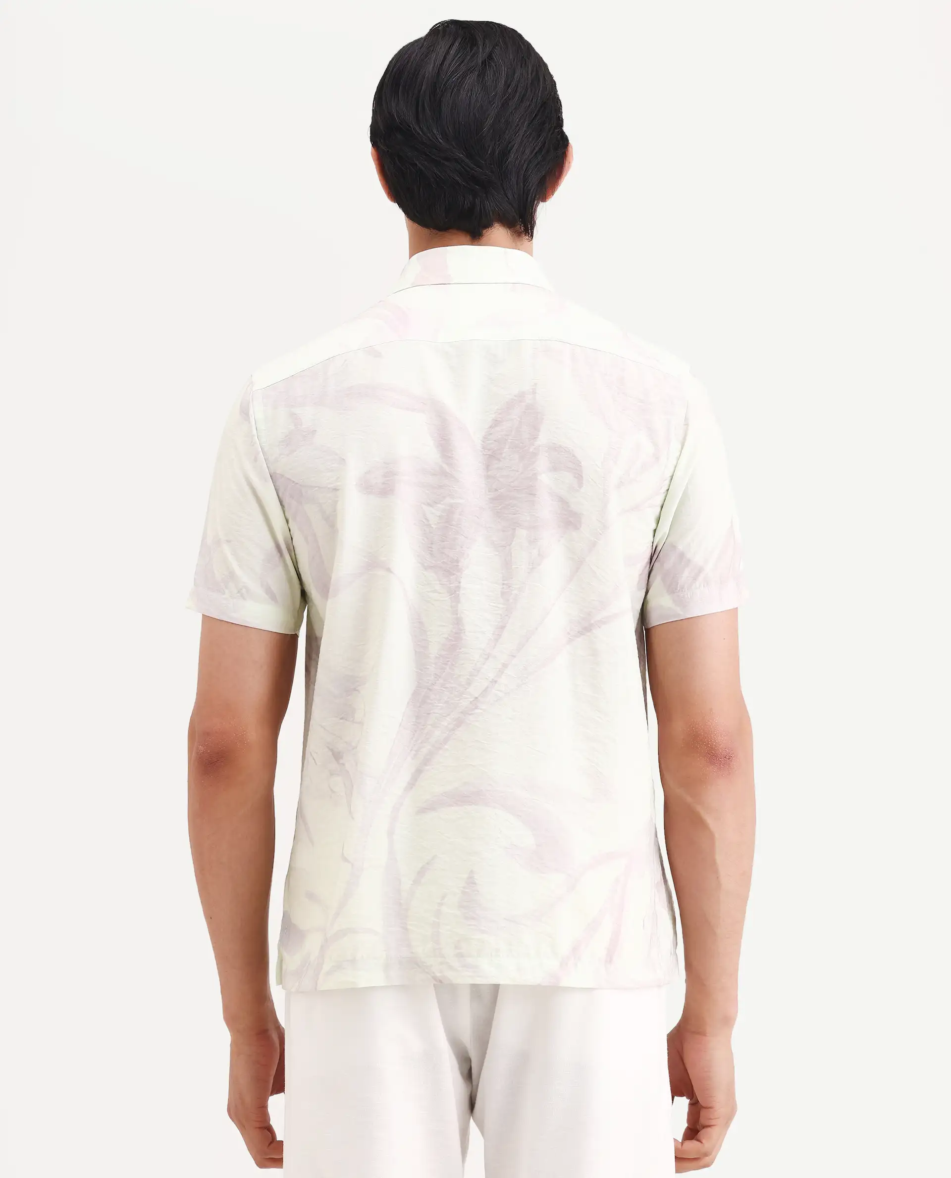 Rare Rabbit Men's Olek Off White Viscose Blend Fabric Half Sleeve Spread Collar Regular Fit Floral Print Shirt - Image 7