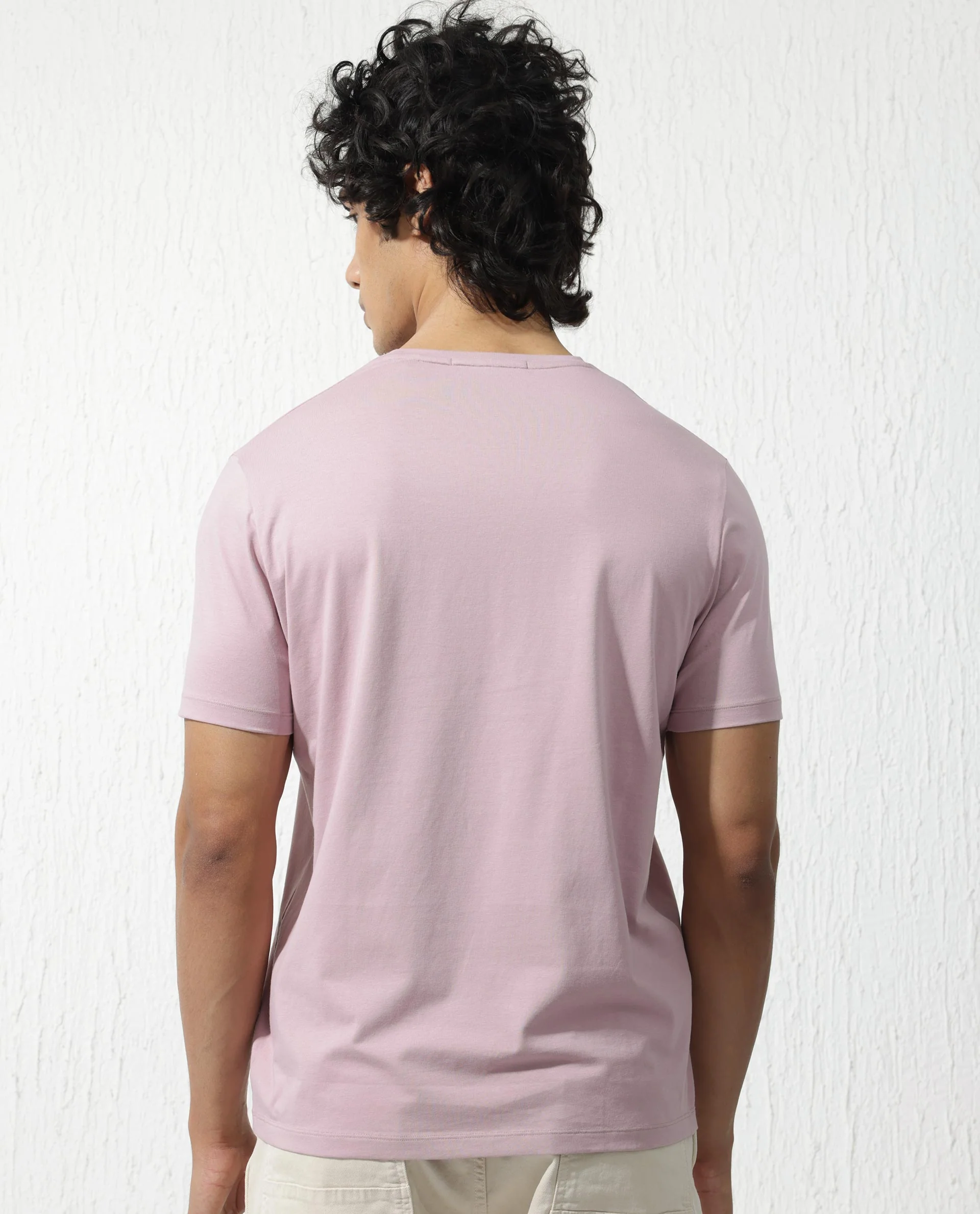 Rare Rabbit Men's Olios Light Pink Cotton Blend Graphic Print Regular Fit Half Sleeve Crew Neck T-Shirt - Image 6