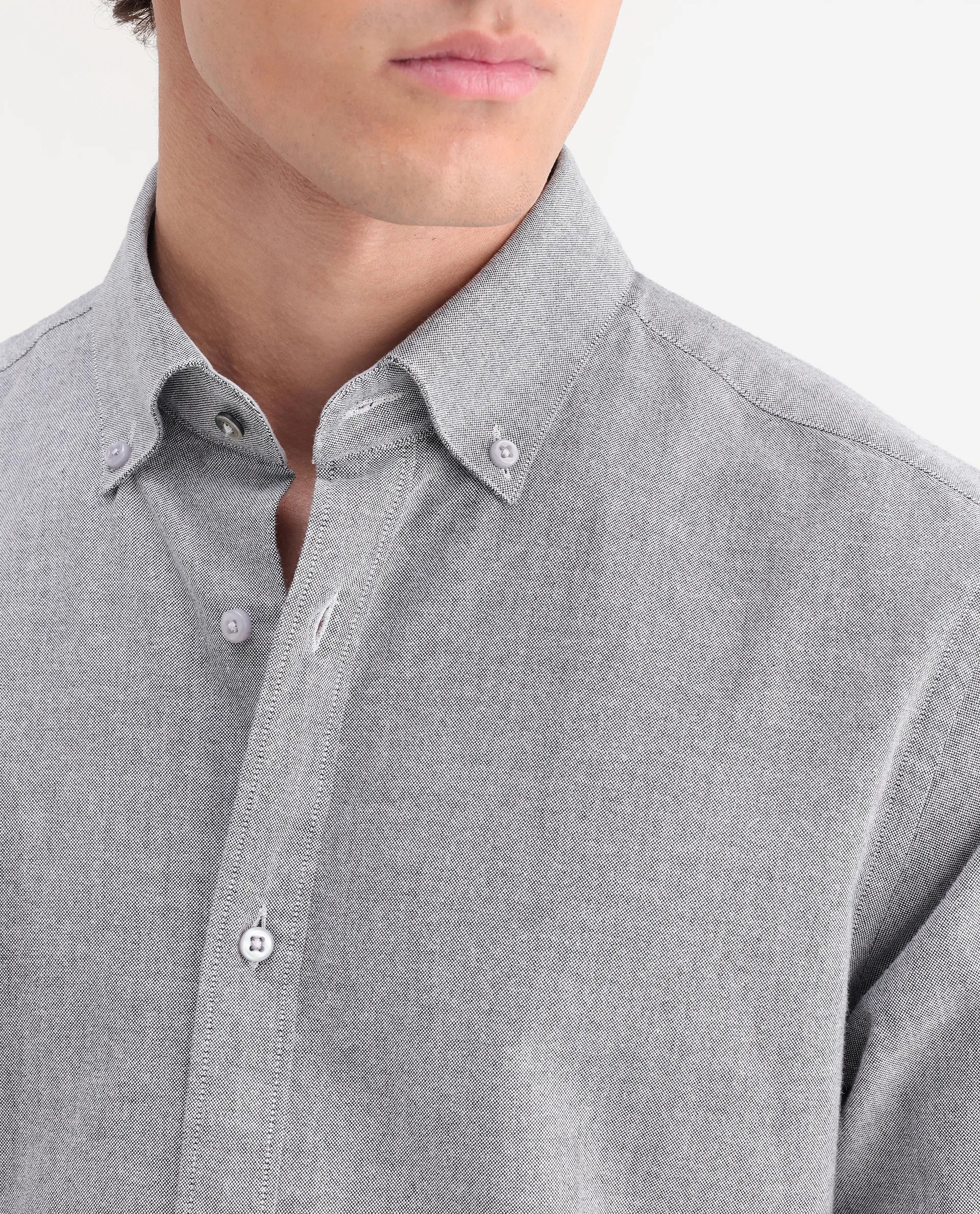 Rare Rabbit Men's Olise Grey Cotton Button-Down Collar Regular Fit Plain Shirt - Image 7