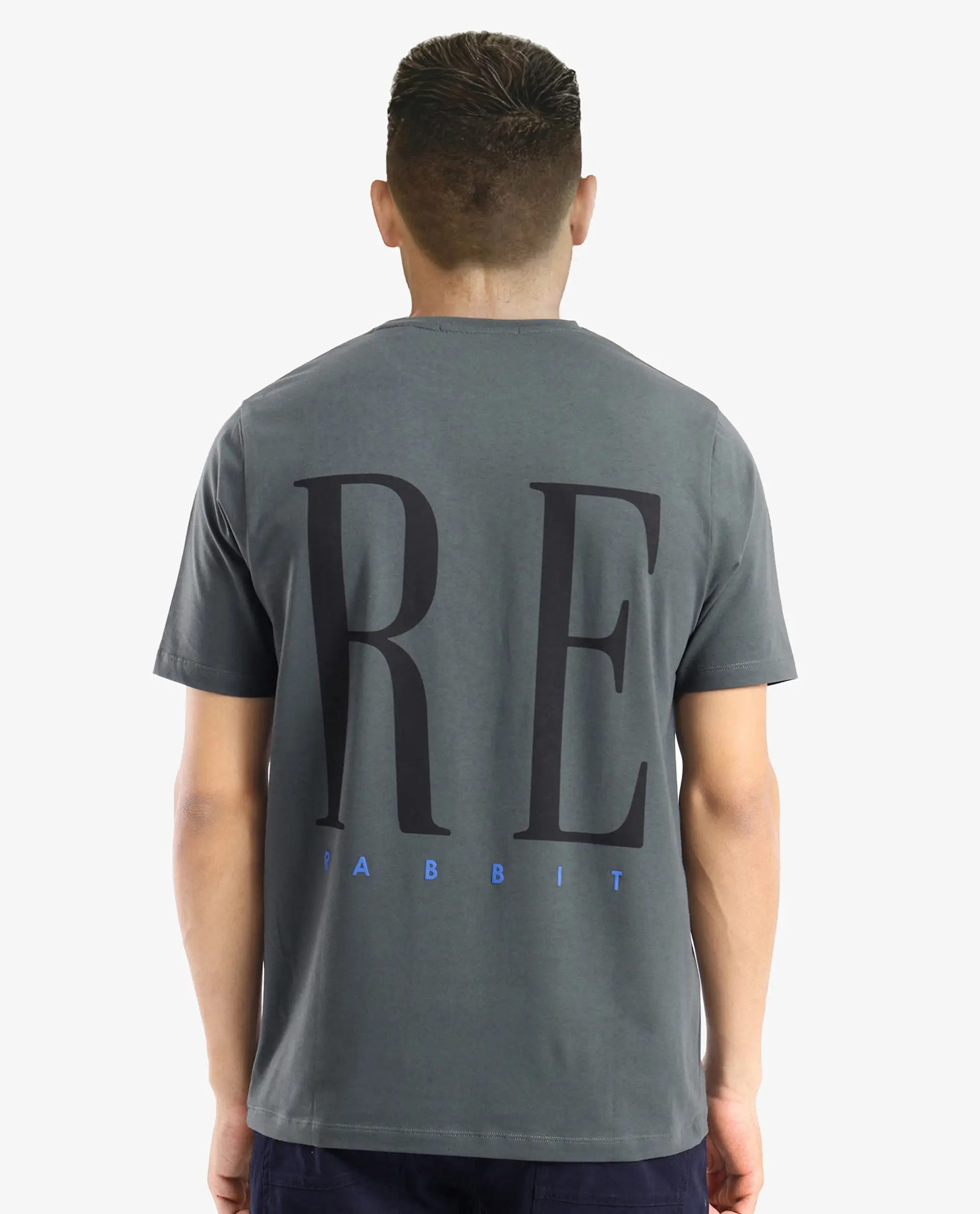 Rare Rabbit Men's Olivo Dusky Olive Cotton Graphic Print Regular Fit Half Sleeve Crew Neck T-Shirt - Image 4