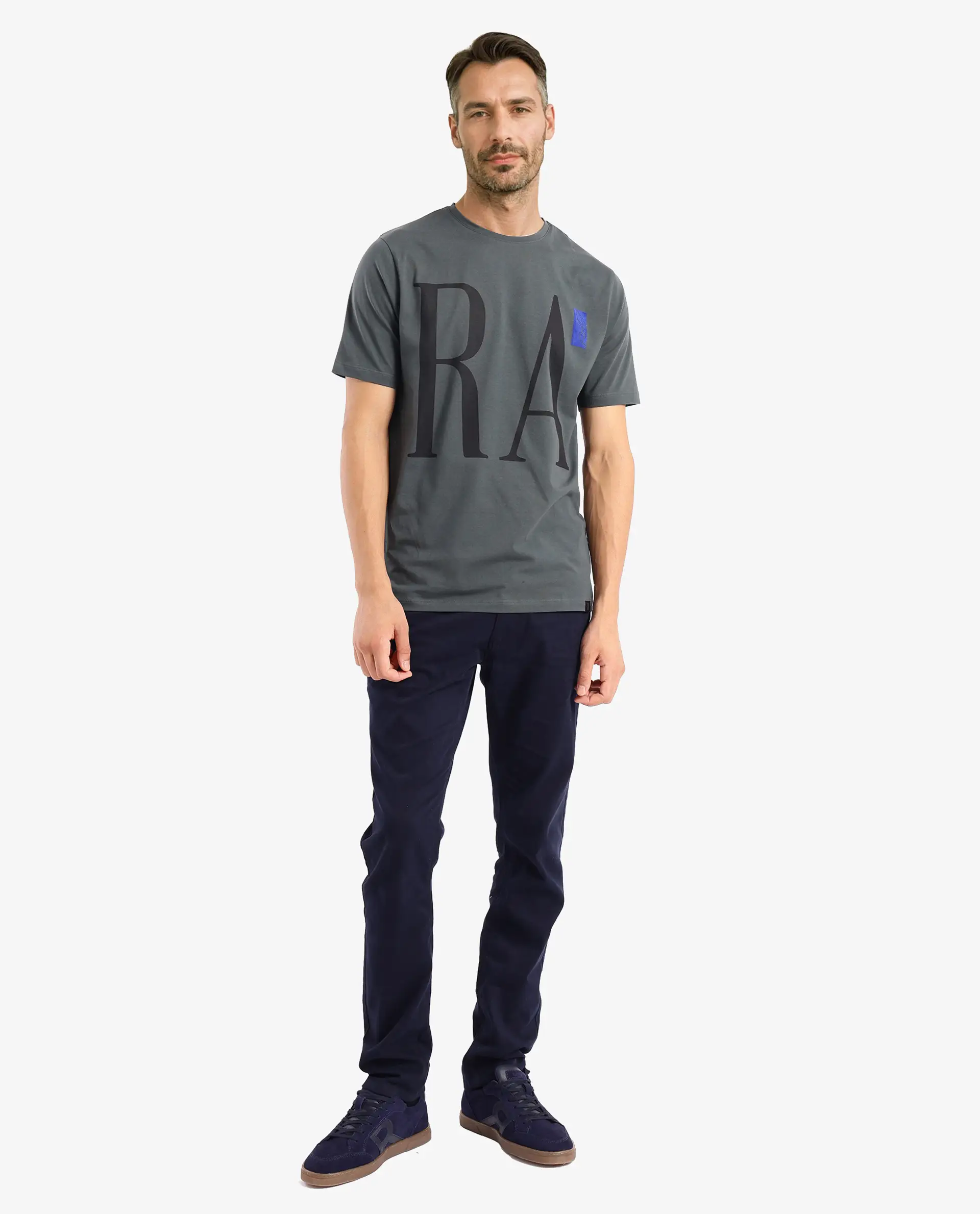 Rare Rabbit Men's Olivo Dusky Olive Cotton Graphic Print Regular Fit Half Sleeve Crew Neck T-Shirt - Image 9