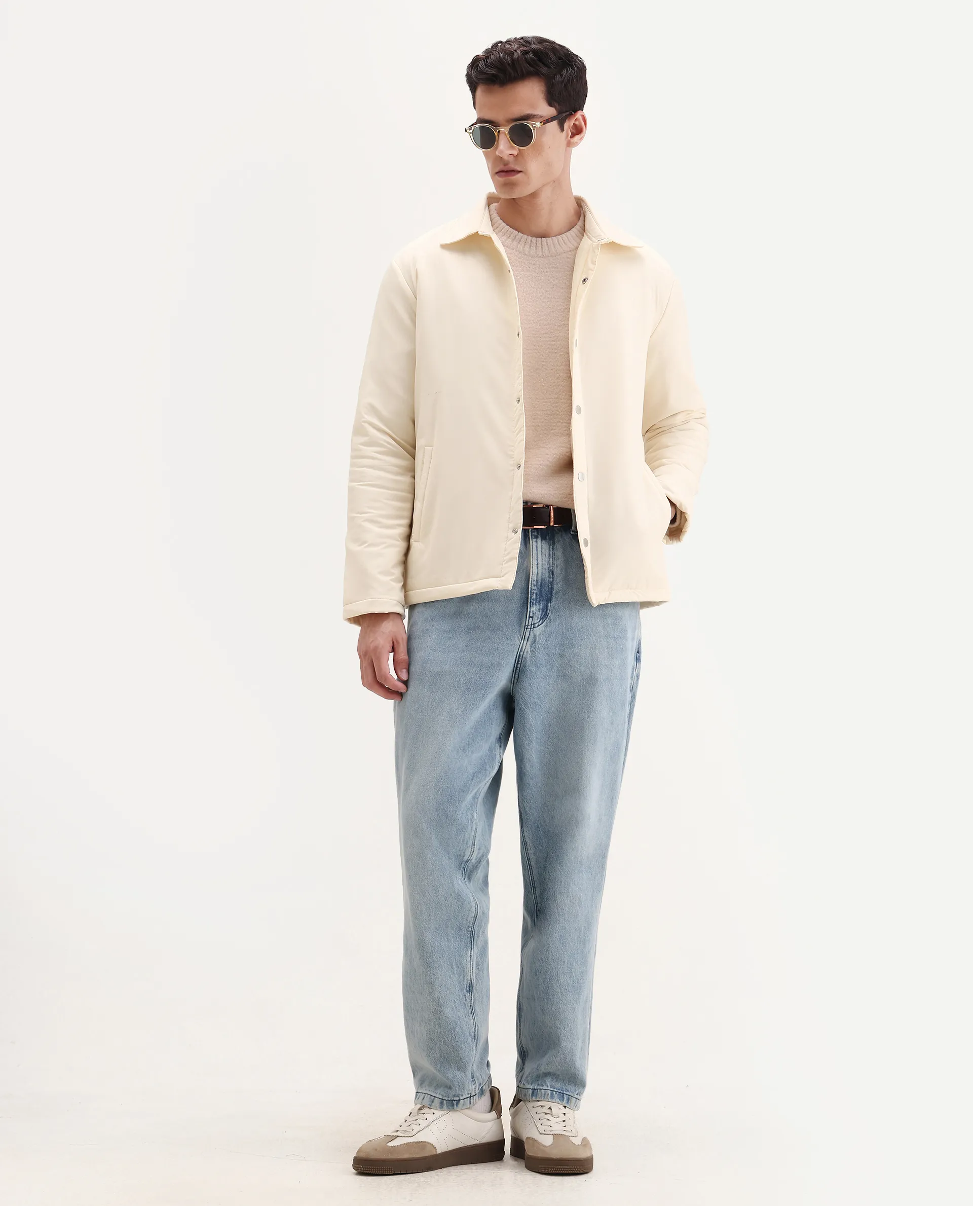 Rare Rabbit Men's Olva Light Yellow Polyester Fabric Collared Neck Regular Plain Jacket - Image 2