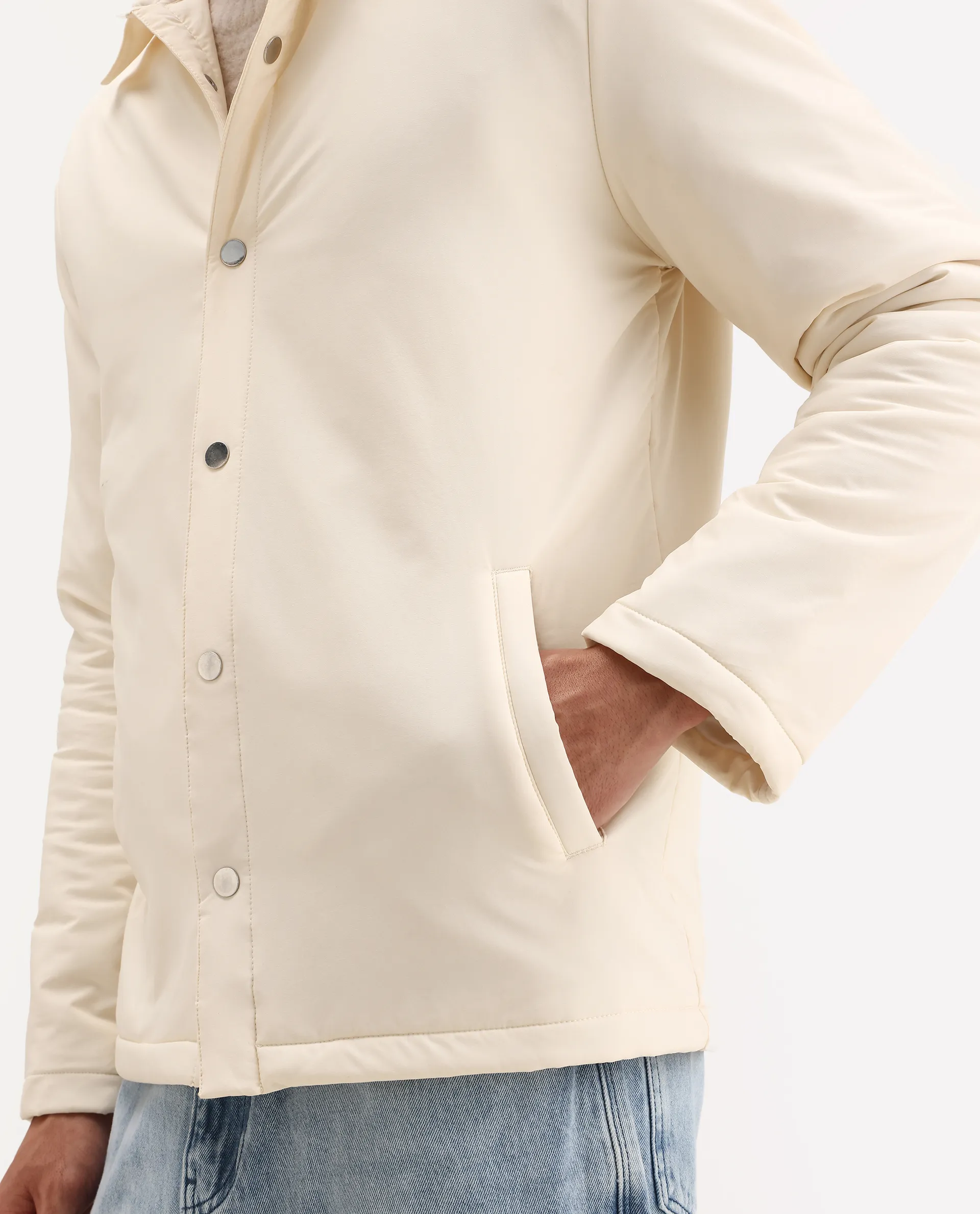 Rare Rabbit Men's Olva Light Yellow Polyester Fabric Collared Neck Regular Plain Jacket - Image 3