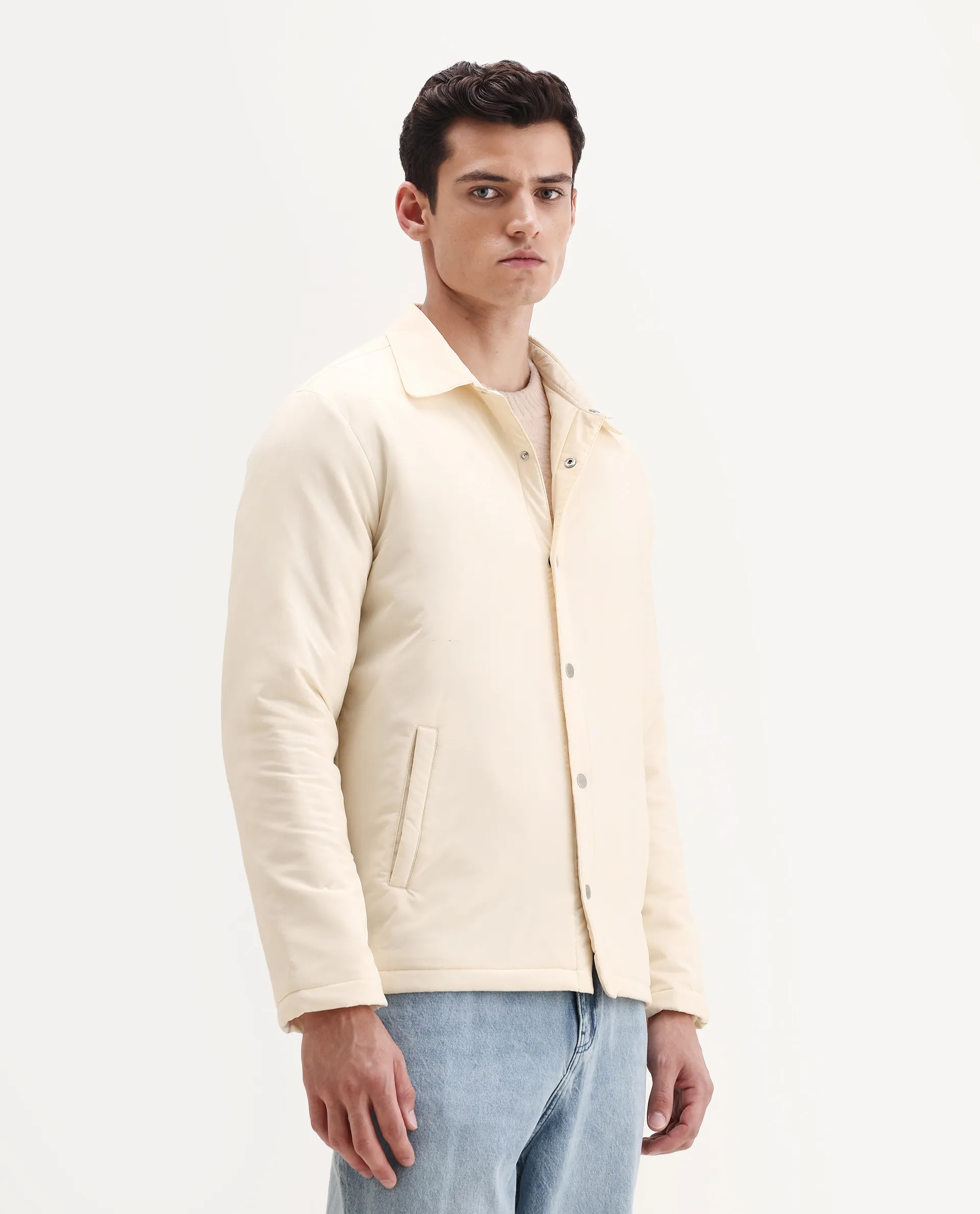 Rare Rabbit Men's Olva Light Yellow Polyester Fabric Collared Neck Regular Plain Jacket - Image 6