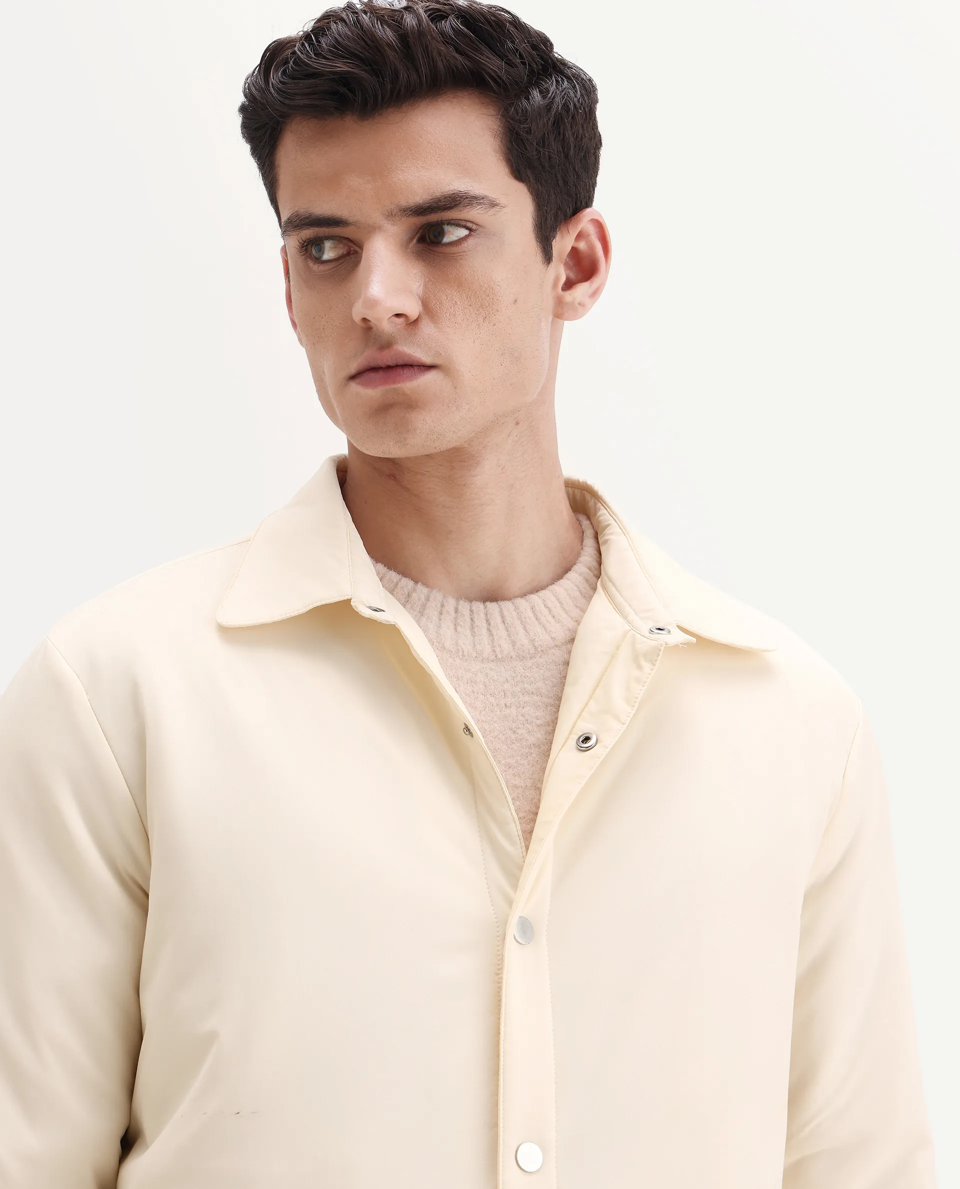 Rare Rabbit Men's Olva Light Yellow Polyester Fabric Collared Neck Regular Plain Jacket - Image 7