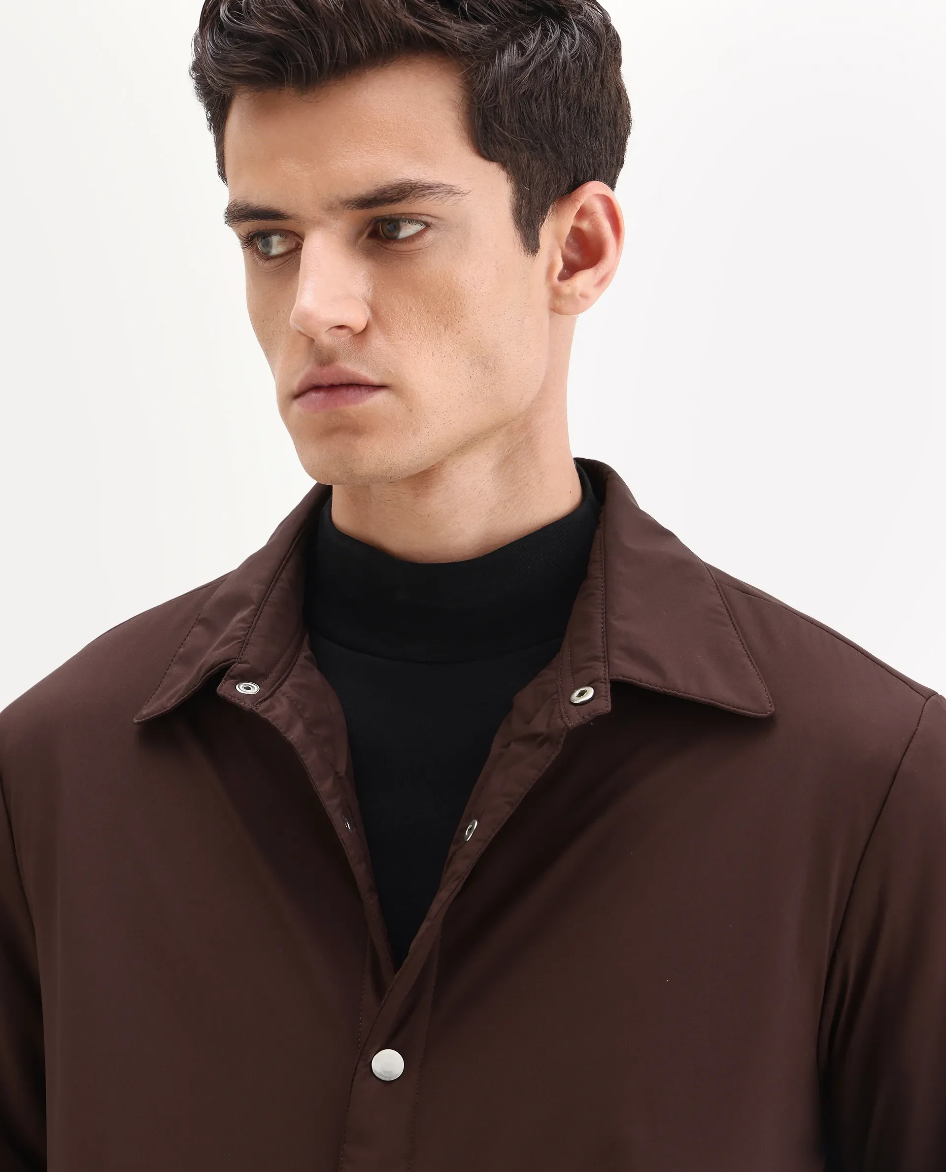 Rare Rabbit Men's Olva Maroon Polyester Fabric Collared Neck Regular Plain Jacket - Image 3