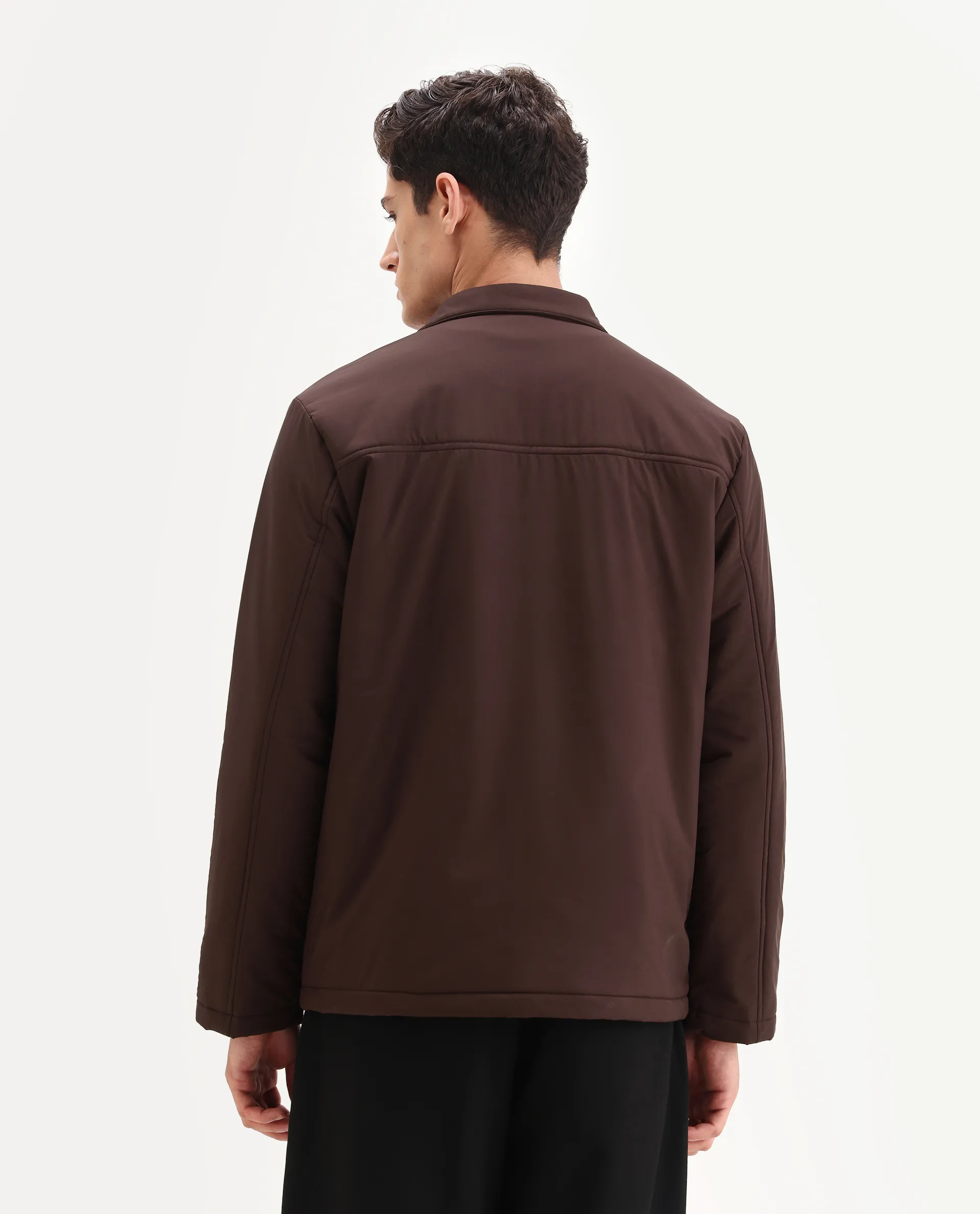Rare Rabbit Men's Olva Maroon Polyester Fabric Collared Neck Regular Plain Jacket - Image 7