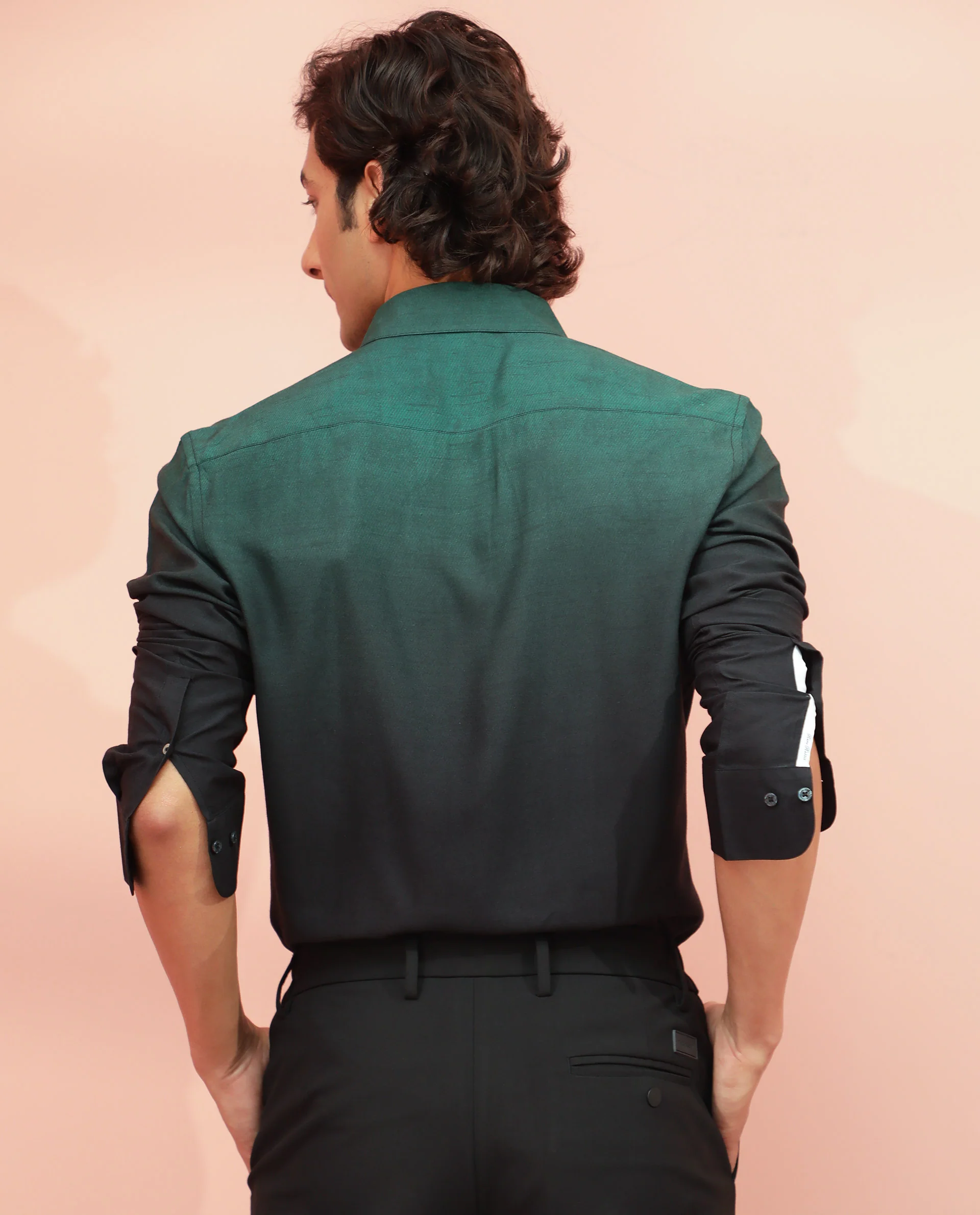 Rare Rabbit Men's Ombre Green Plain Regular Fit Full Sleeve Collared Shirt - Image 11