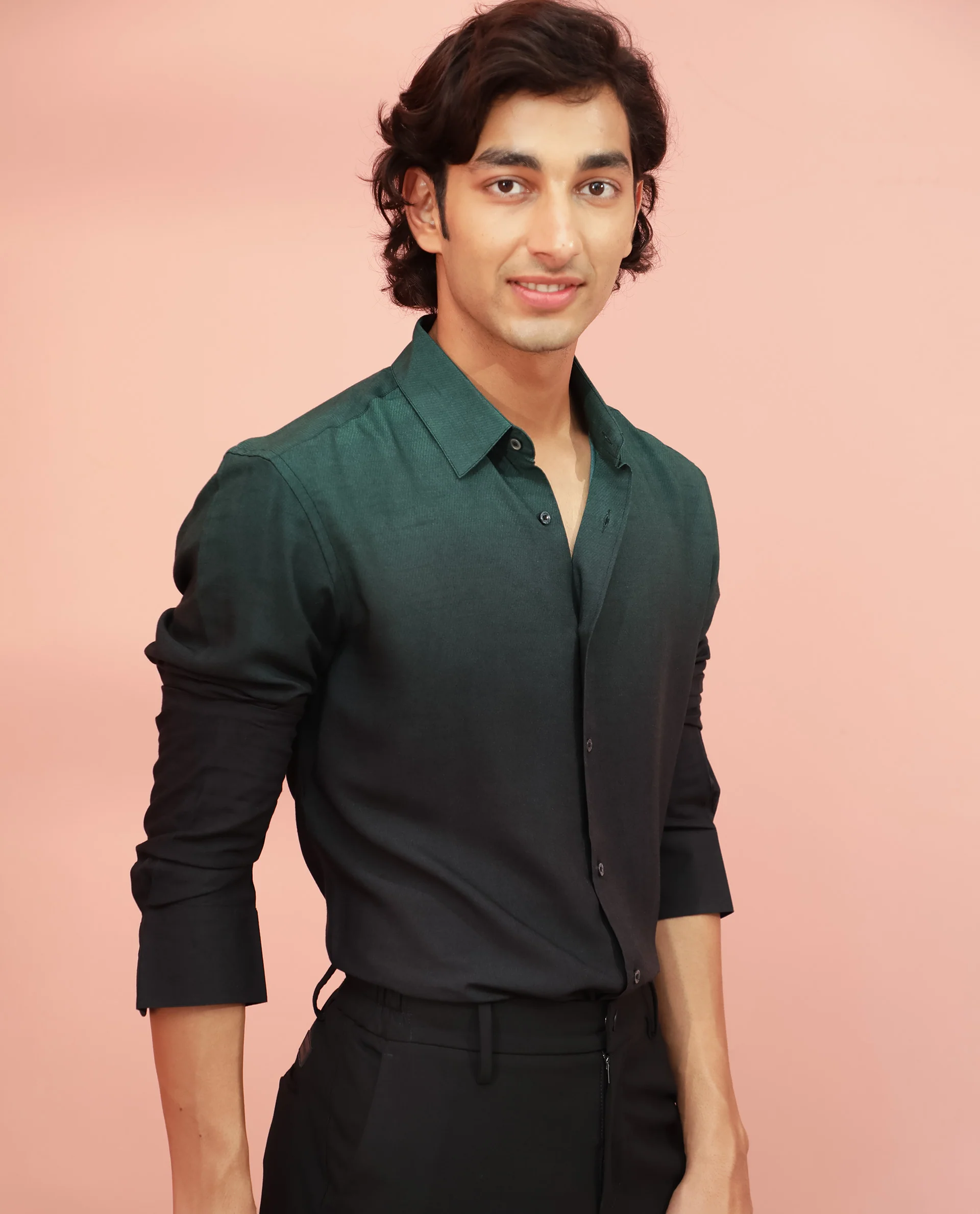 Rare Rabbit Men's Ombre Green Plain Regular Fit Full Sleeve Collared Shirt - Image 8