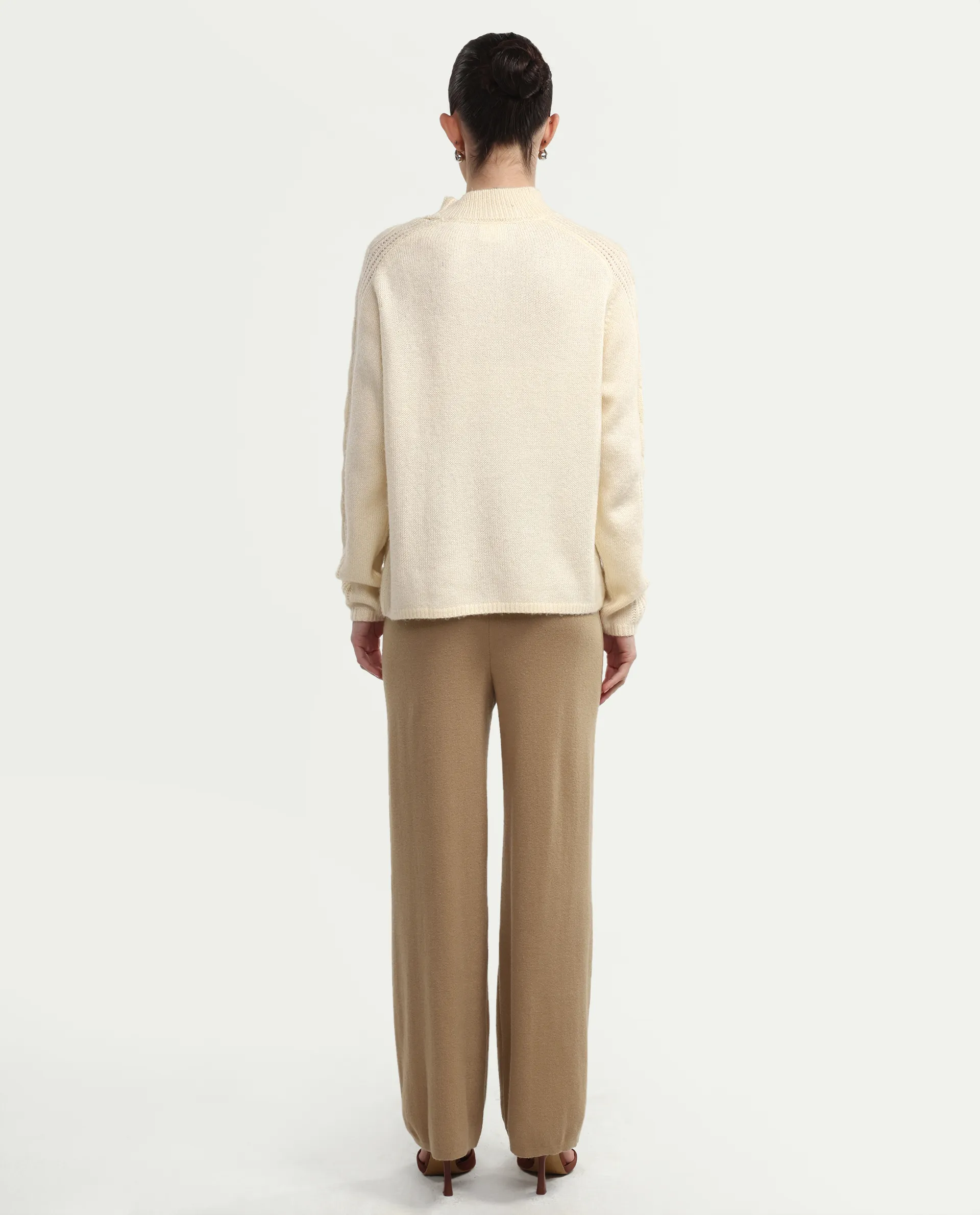 Rareism Women's Omerli B Beige Viscose Plain Ankle Length Straight Fit Trouser - Image 7