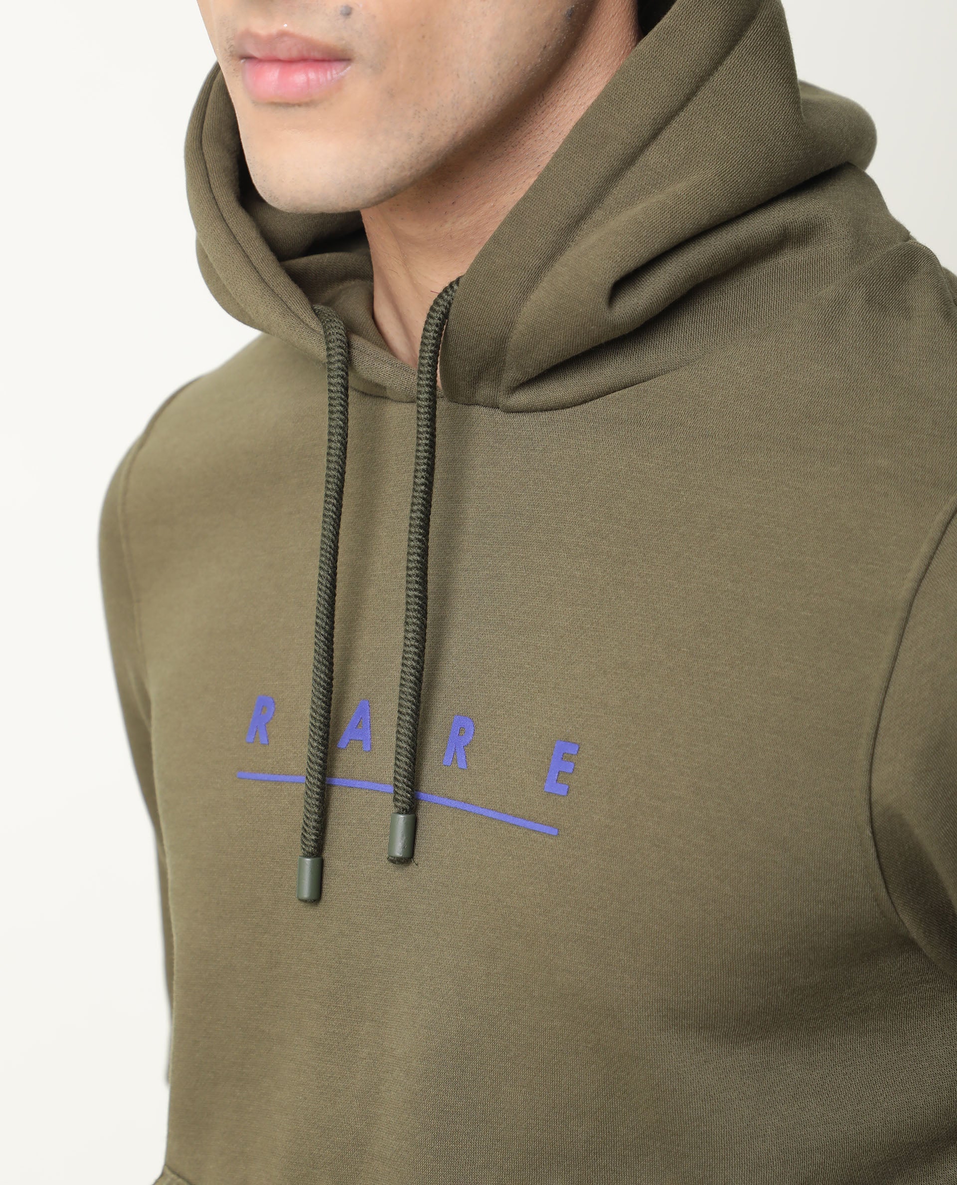 Rare Rabbit Men's Omi Olive Cotton Graphic Print Relaxed Fit Full Sleeve Hooded Sweatshirt - Image 7