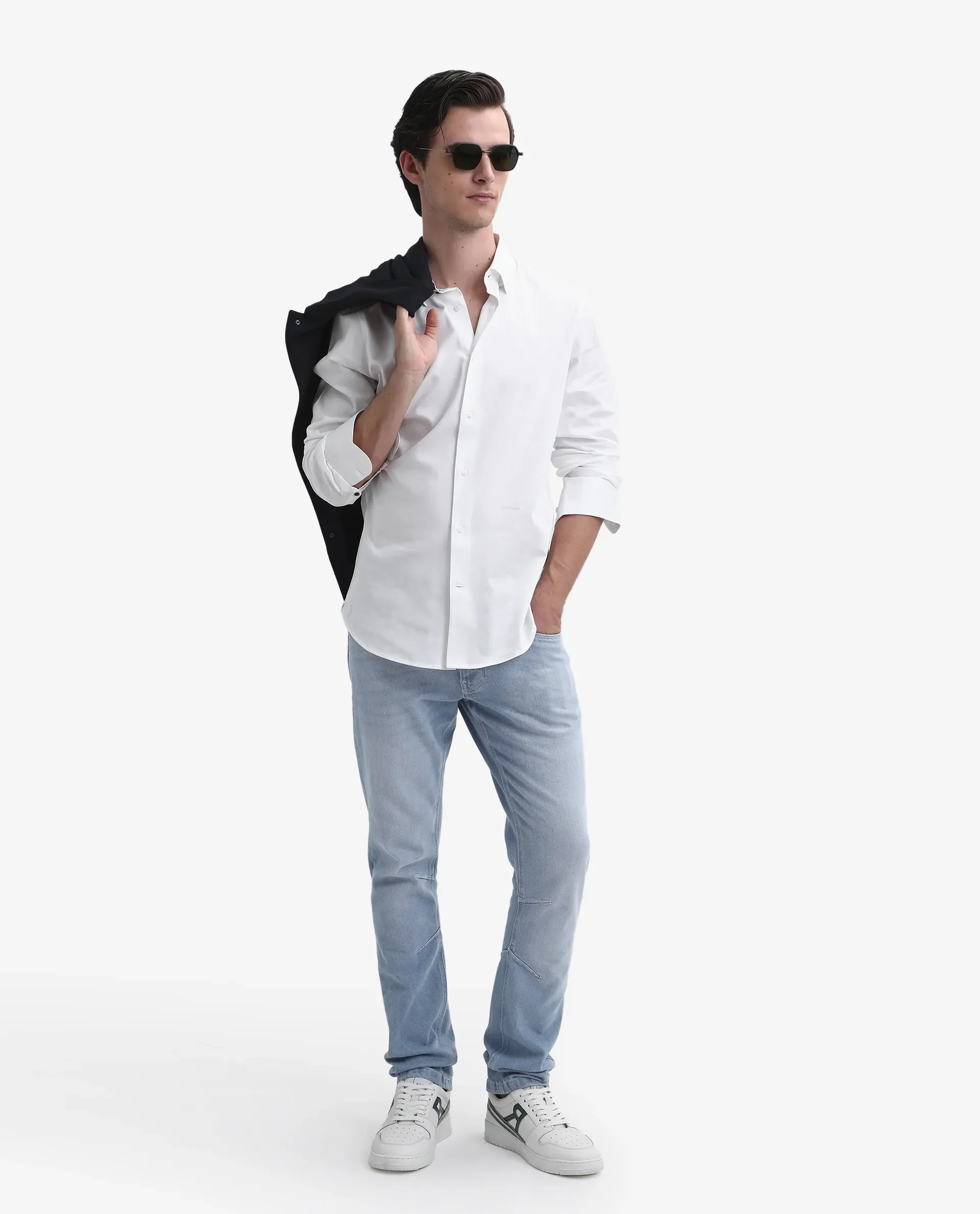 Rare Rabbit Men's Omir-1 Light Blue Cotton Blend Plain Morris Regular Fit Jeans - Image 5