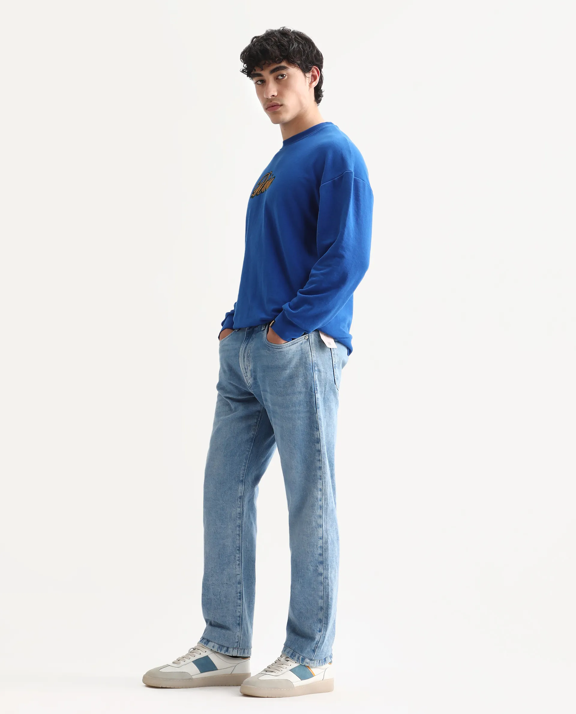 Rare Rabbit Men's Omir-R Light Blue Cotton Blend Fabric Button Closure Morris Regular Fit Plain Jeans - Image 4