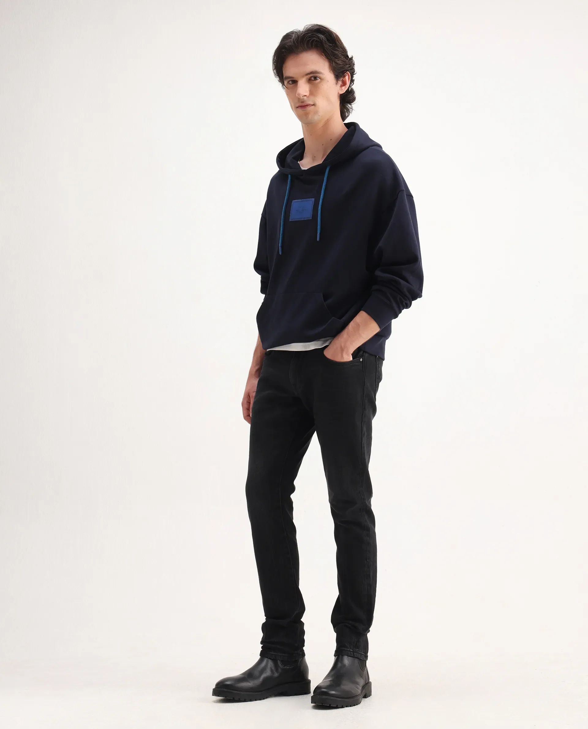 Rare Rabbit Men's Omiros Black Cotton Blend Plain Hawk Slim Fit Jeans - Image 7