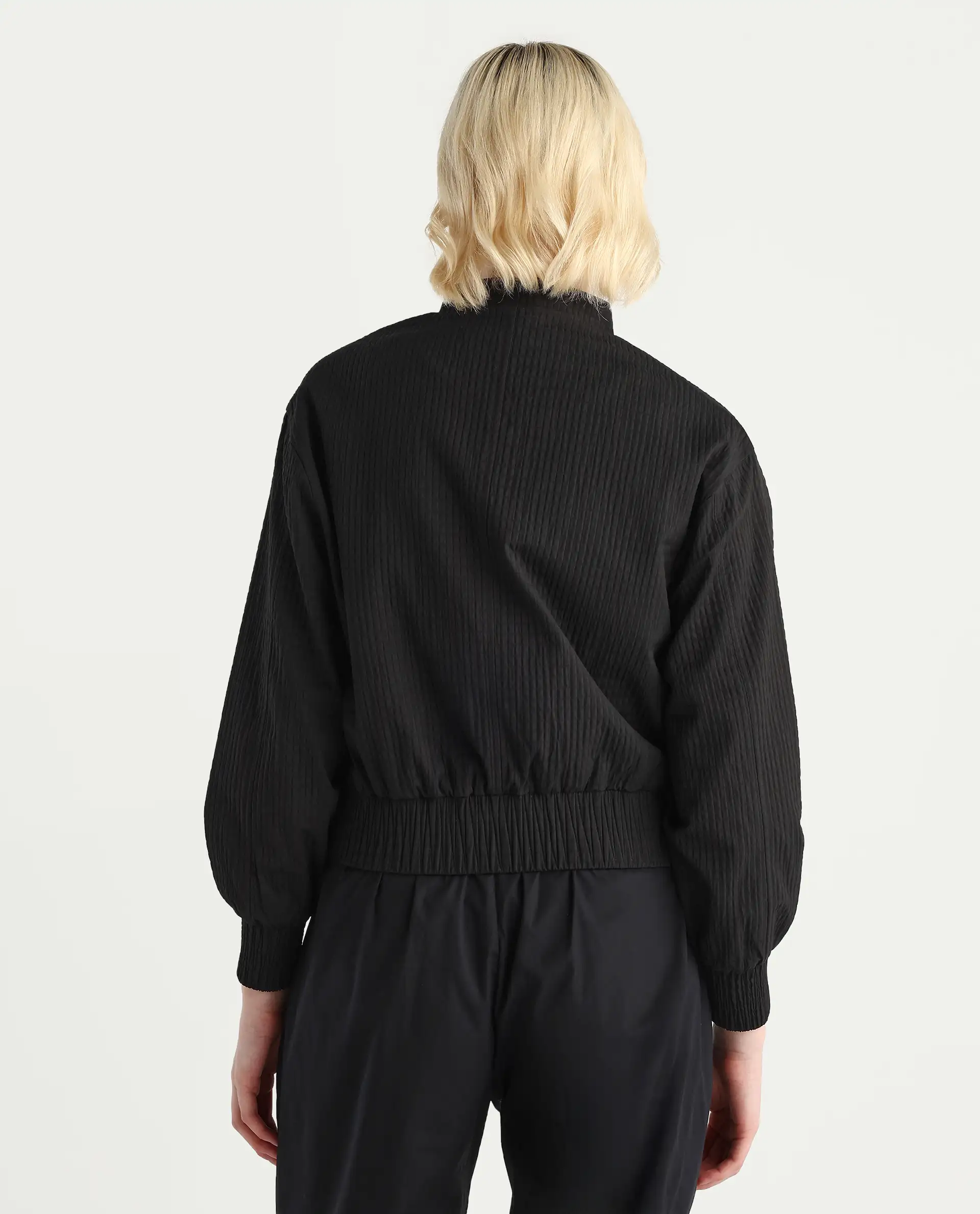 Rareism Women's Omri Black Polyester Mandrin Collar Regular Fit Plain Jacket - Image 7