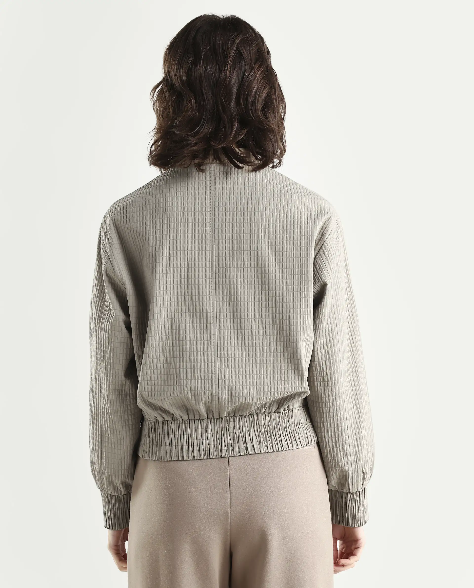 Rareism Women's Omri Cement Polyester Mandrin Collar Regular Plain Jacket - Image 7