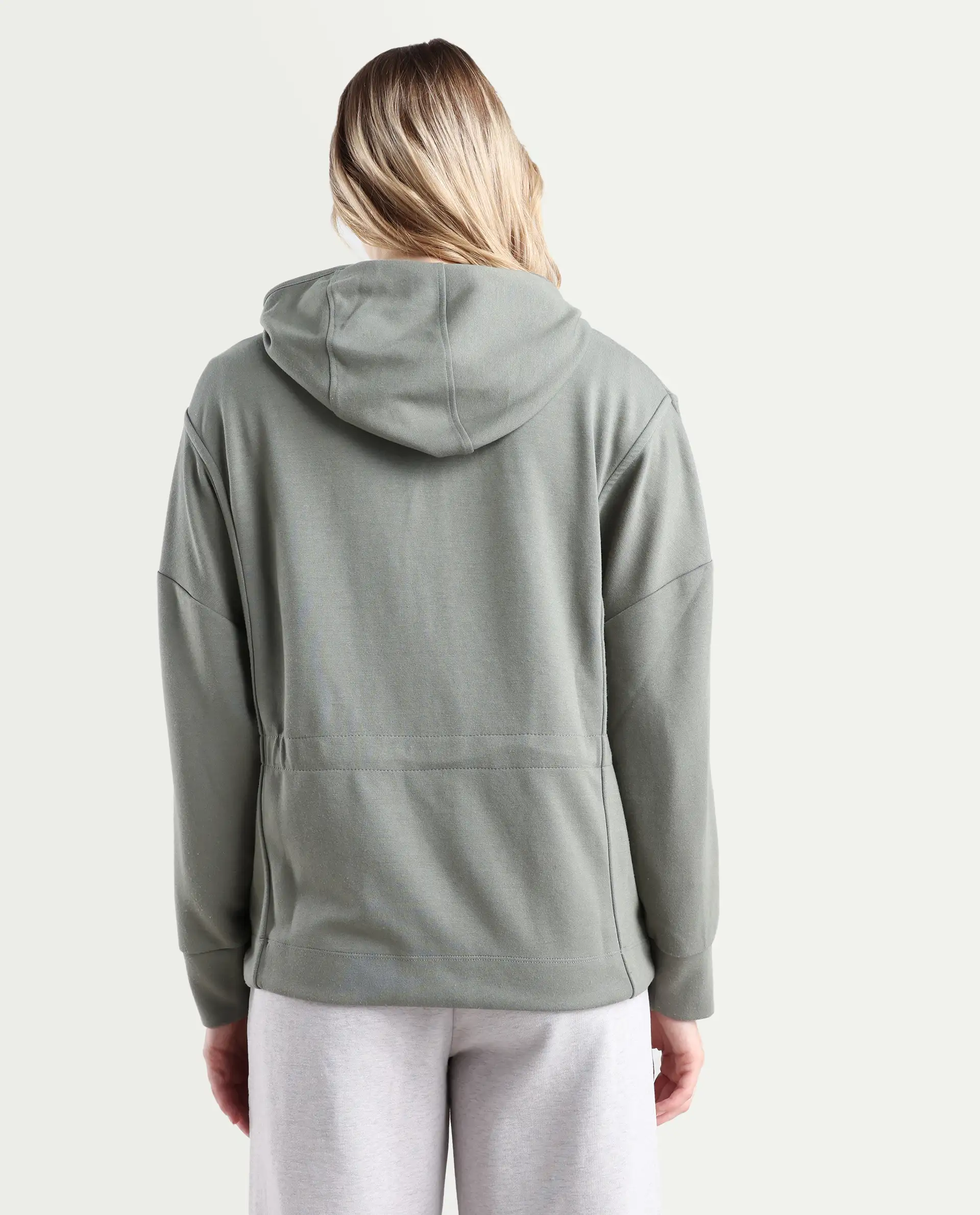 Rareism Women's Onerler Dusky Green Polyester Blend Hooded Plain Relaxed Fit Sweatshirt - Image 7