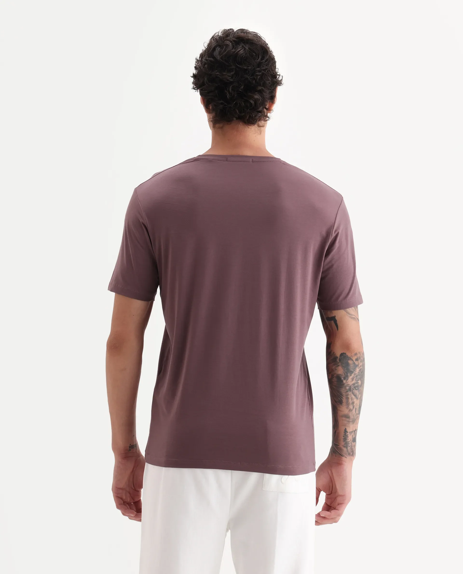 Rare Rabbit Men's Onic Dusky Pink Cotton Blend Graphic Print Regular Fit Half Sleeve Crew Neck T-Shirt - Image 7
