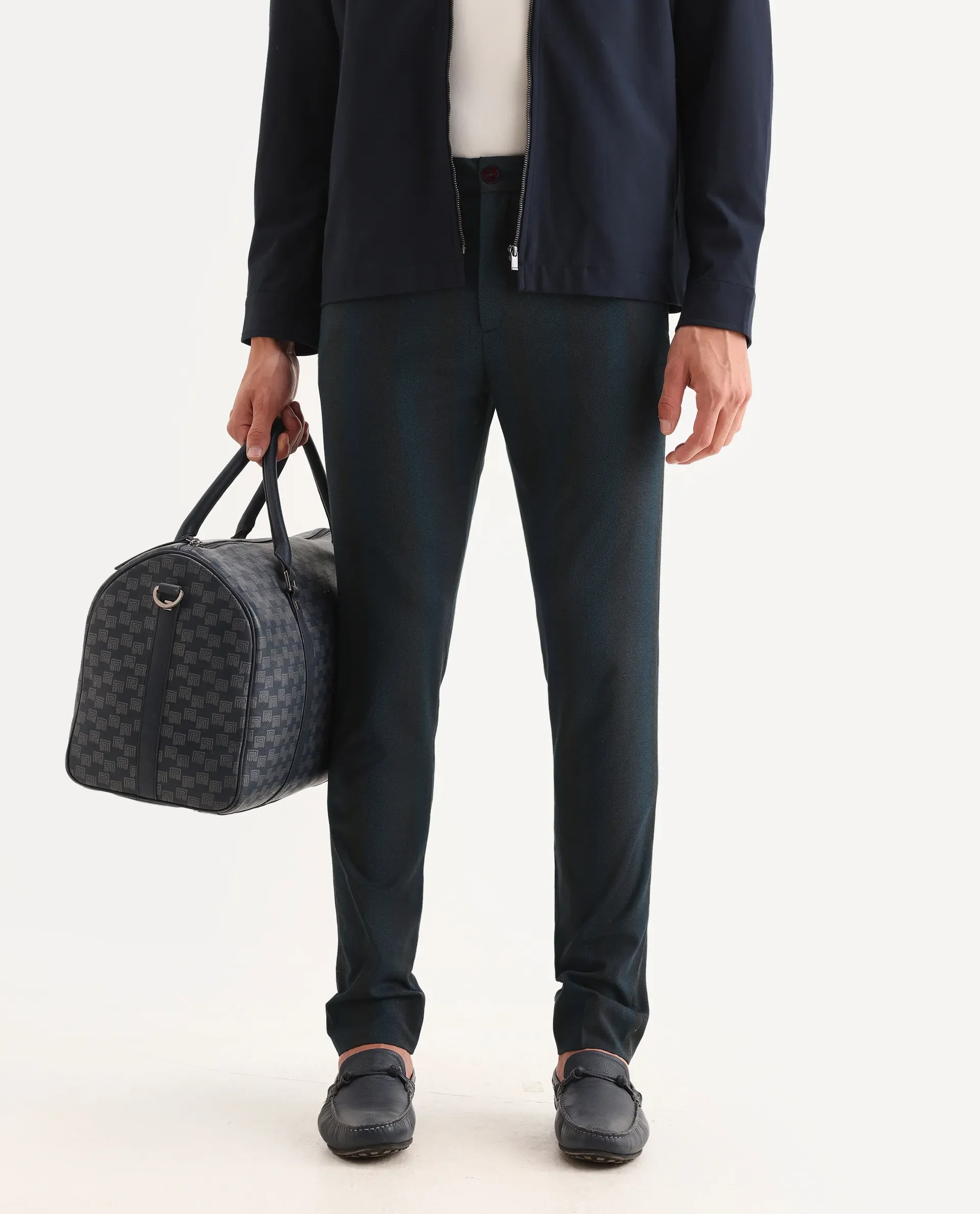 Rare Rabbit Men's Onio Petrol Plain Regular Fit Trouser - Image 2