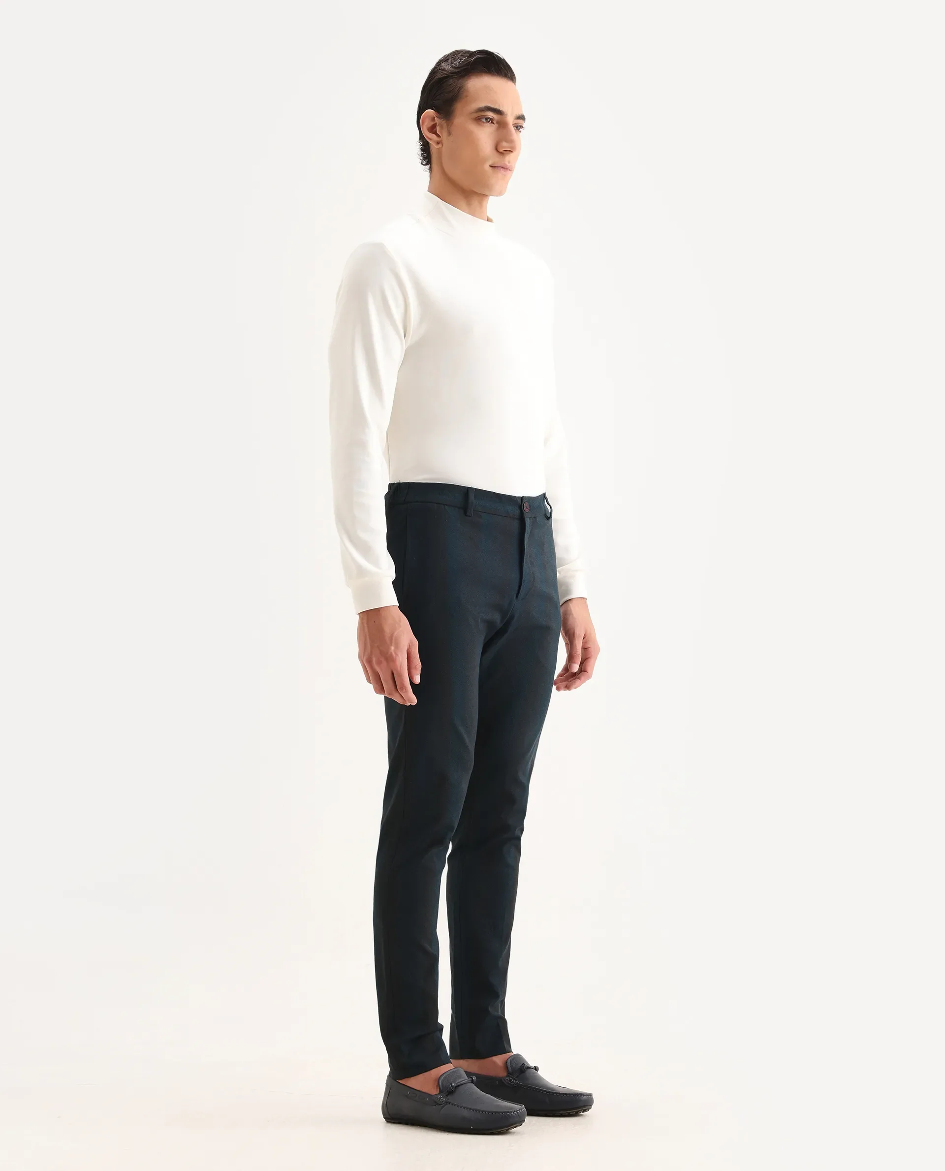 Rare Rabbit Men's Onio Petrol Plain Regular Fit Trouser - Image 6