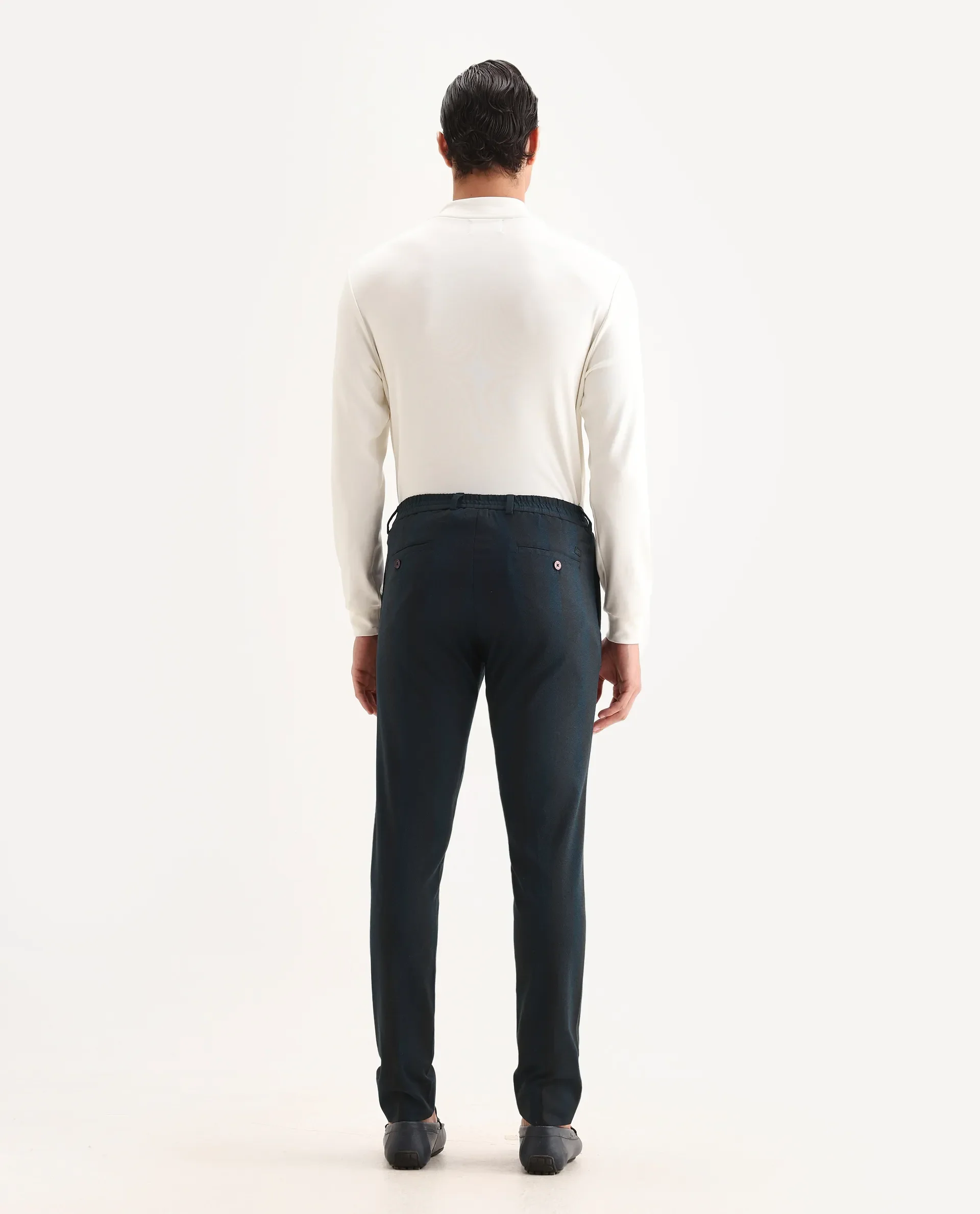 Rare Rabbit Men's Onio Petrol Plain Regular Fit Trouser - Image 7
