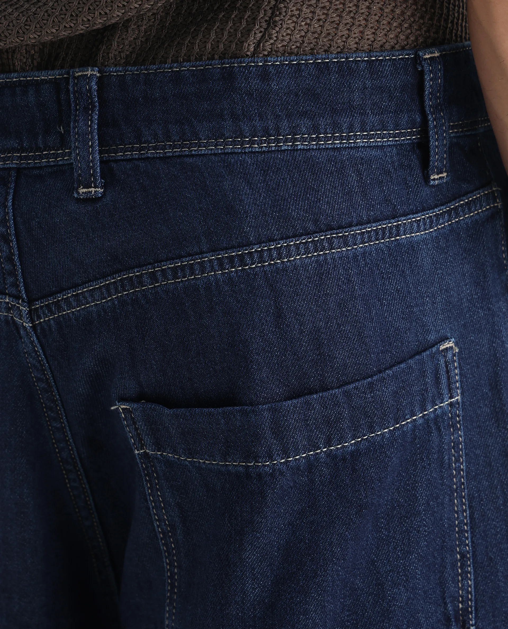 Rare Rabbit Men's Onyx Dark Blue Cotton Blend Plain Baggy Fit Jeans - Image 8
