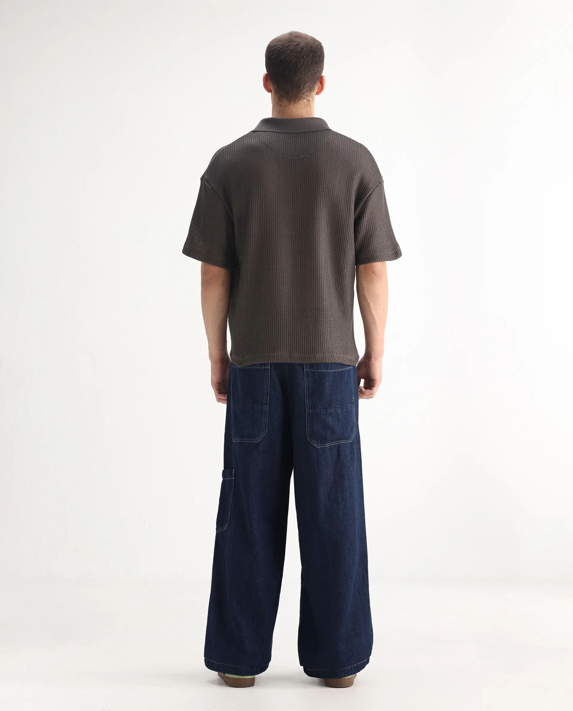 Rare Rabbit Men's Onyx Dark Blue Cotton Blend Plain Baggy Fit Jeans - Image 9