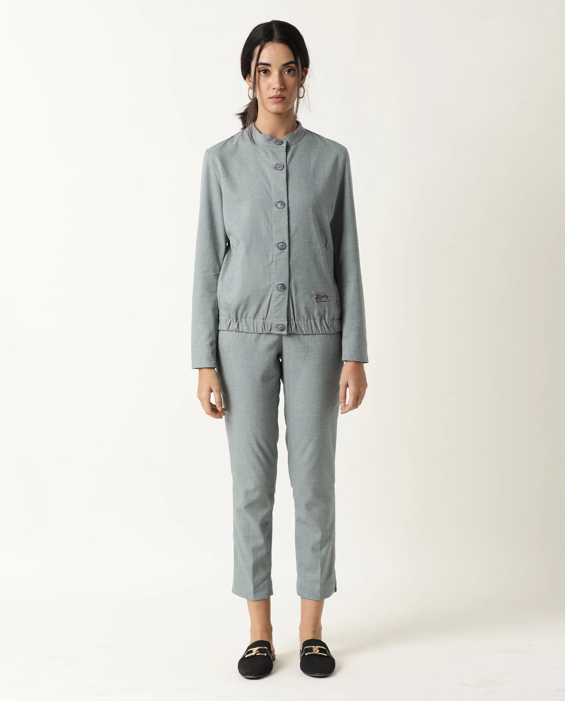 Rareism Women's Ophilia Green Cotton Solid Trouser - Image 5