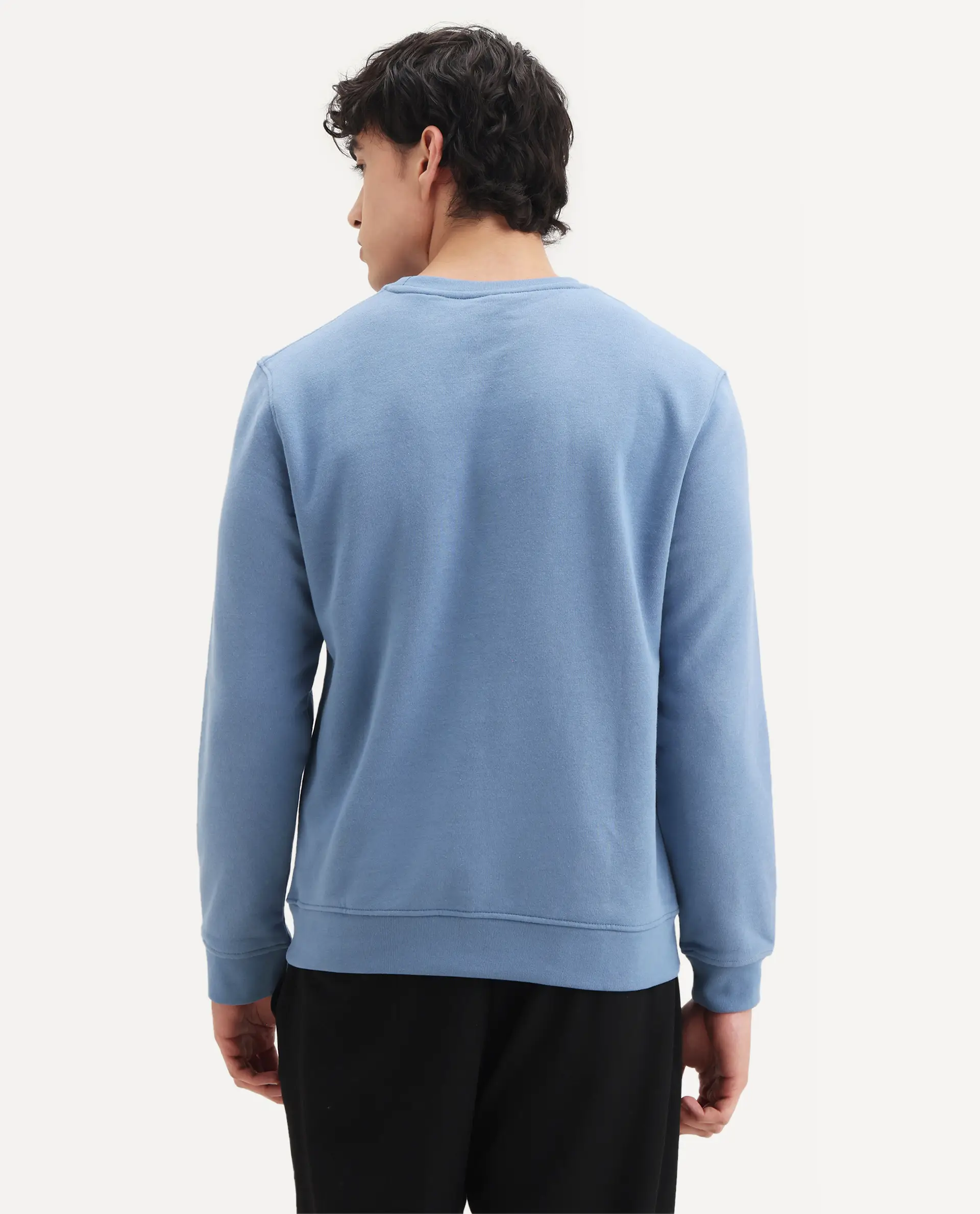Rare Rabbit Men's Oranj Blue Cotton Embroidered Relaxed Fit Full Sleeve Crew Neck Sweatshirt - Image 7