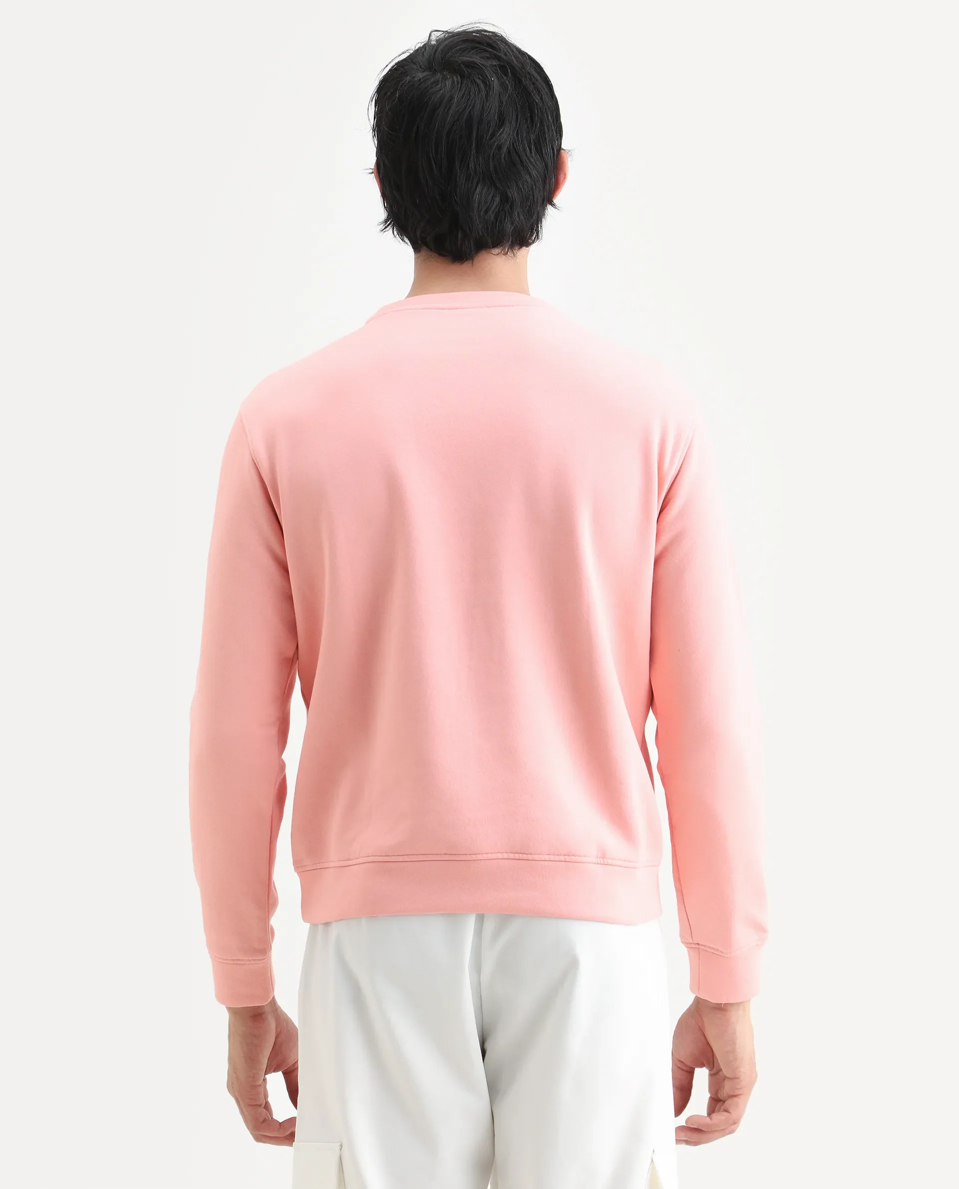 Rare Rabbit Men's Oranj Orange Cotton Embroidered Relaxed Fit Full Sleeve Crew Neck Sweatshirt - Image 9