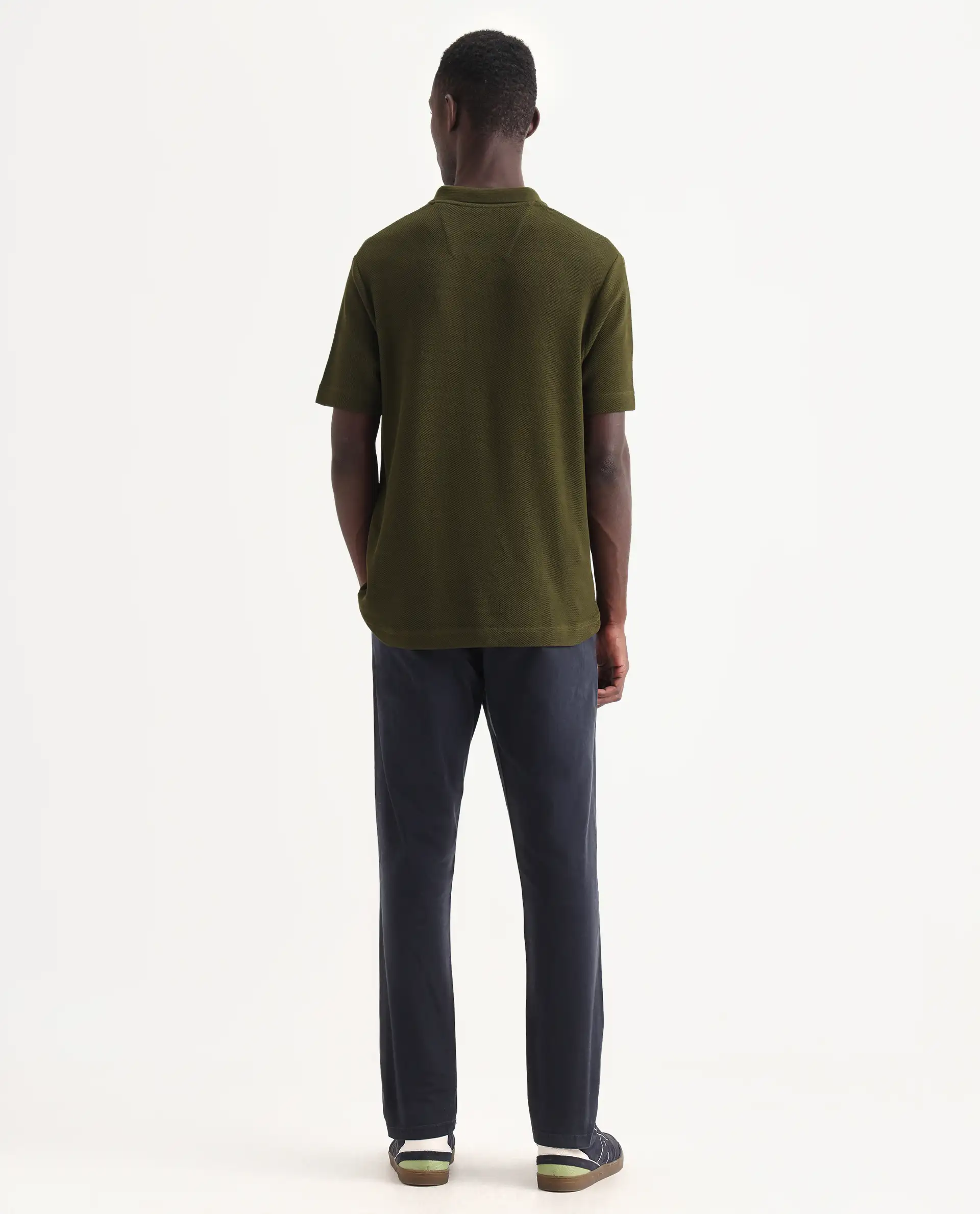 Rare Rabbit Men's Orany Navy Cotton Plain Regular Fit Trouser - Image 7