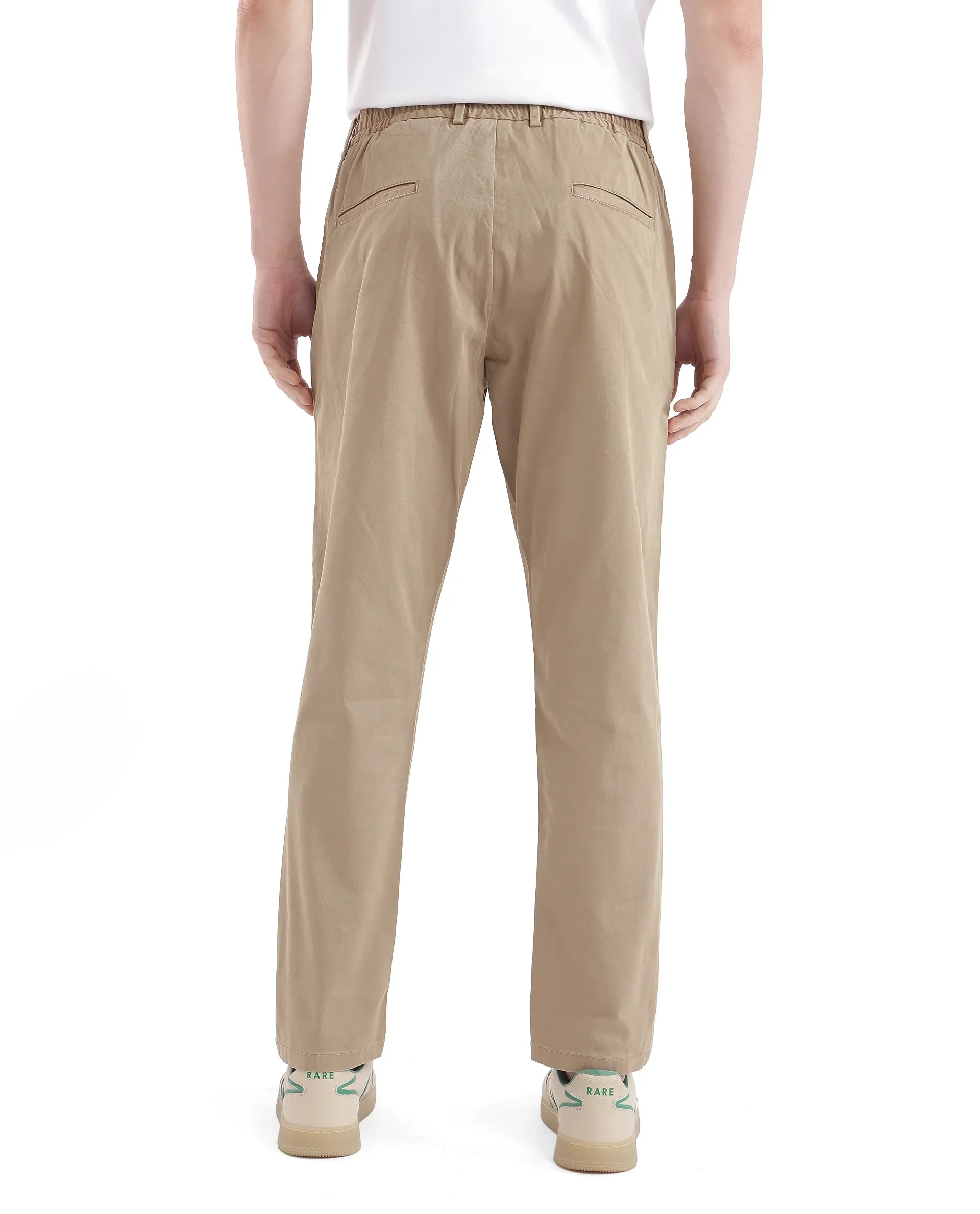 Rare Rabbit Men's Orany Olive Cotton Plain Regular Fit Trouser - Image 4