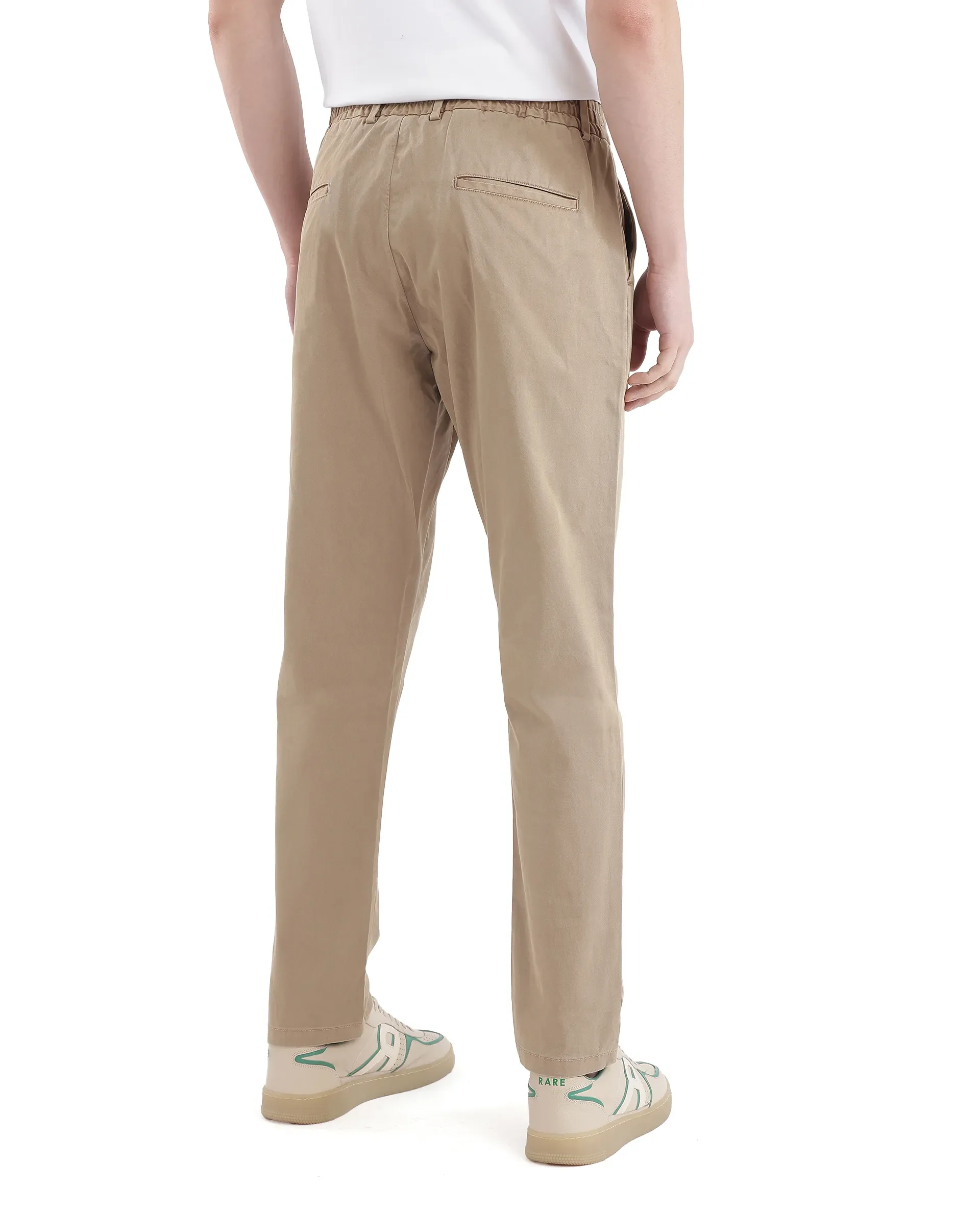 Rare Rabbit Men's Orany Olive Cotton Plain Regular Fit Trouser - Image 5
