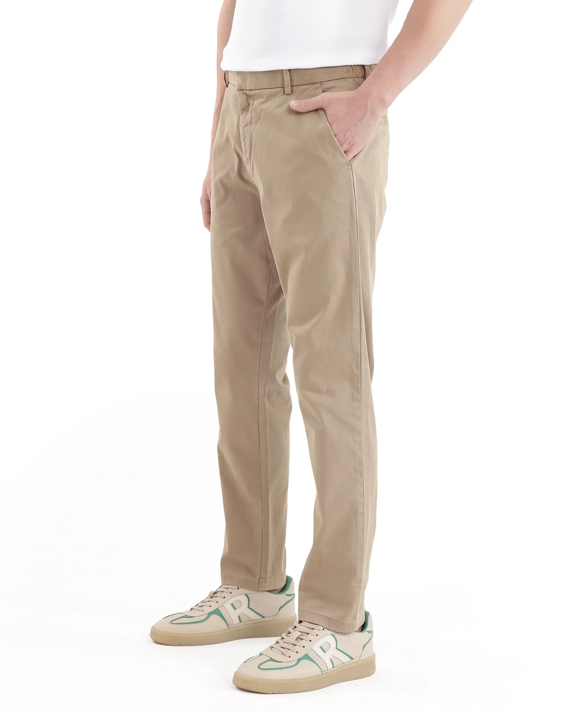 Rare Rabbit Men's Orany Olive Cotton Plain Regular Fit Trouser - Image 7