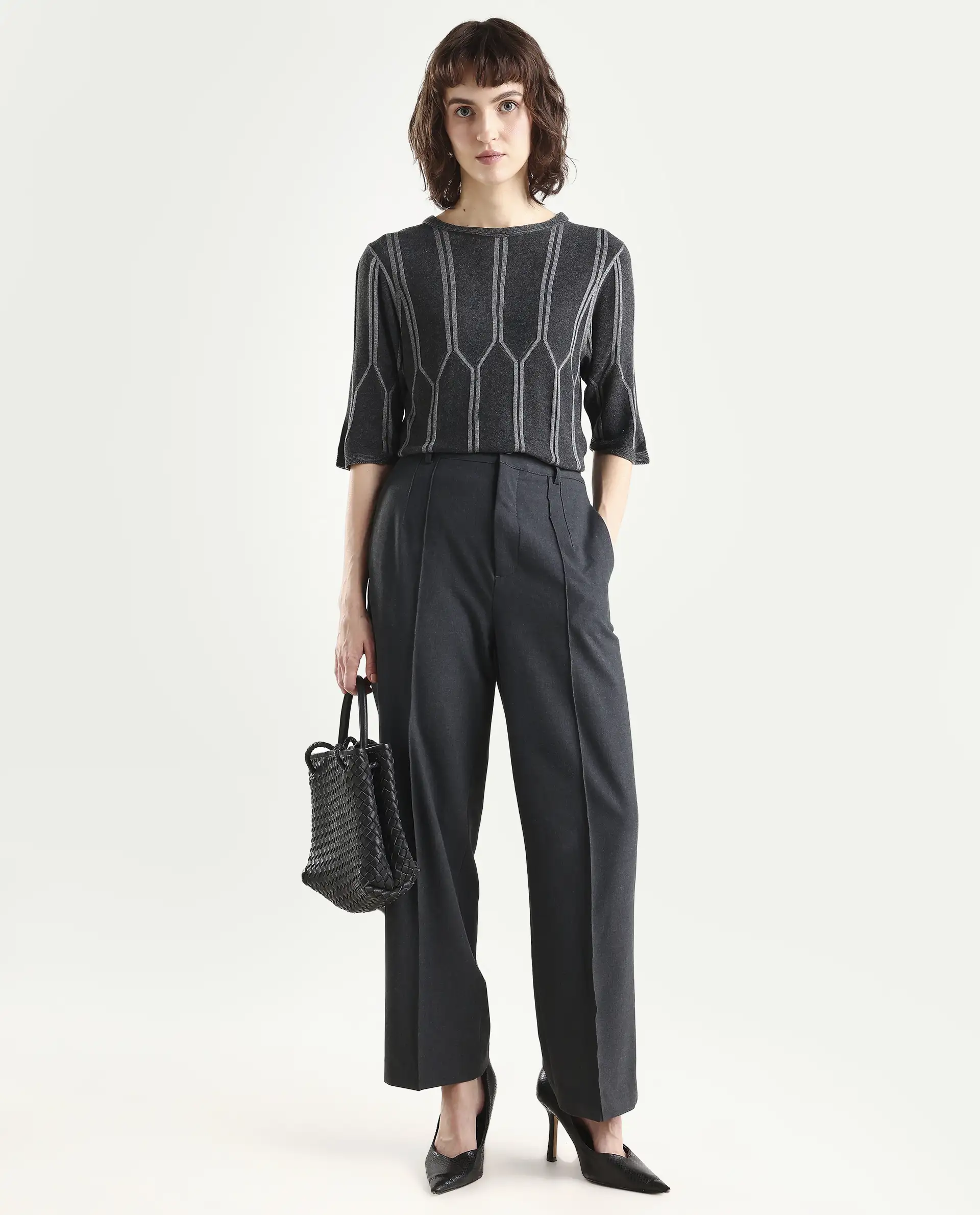 Rareism Women Orate Black Top Short Sleeves - Image 2