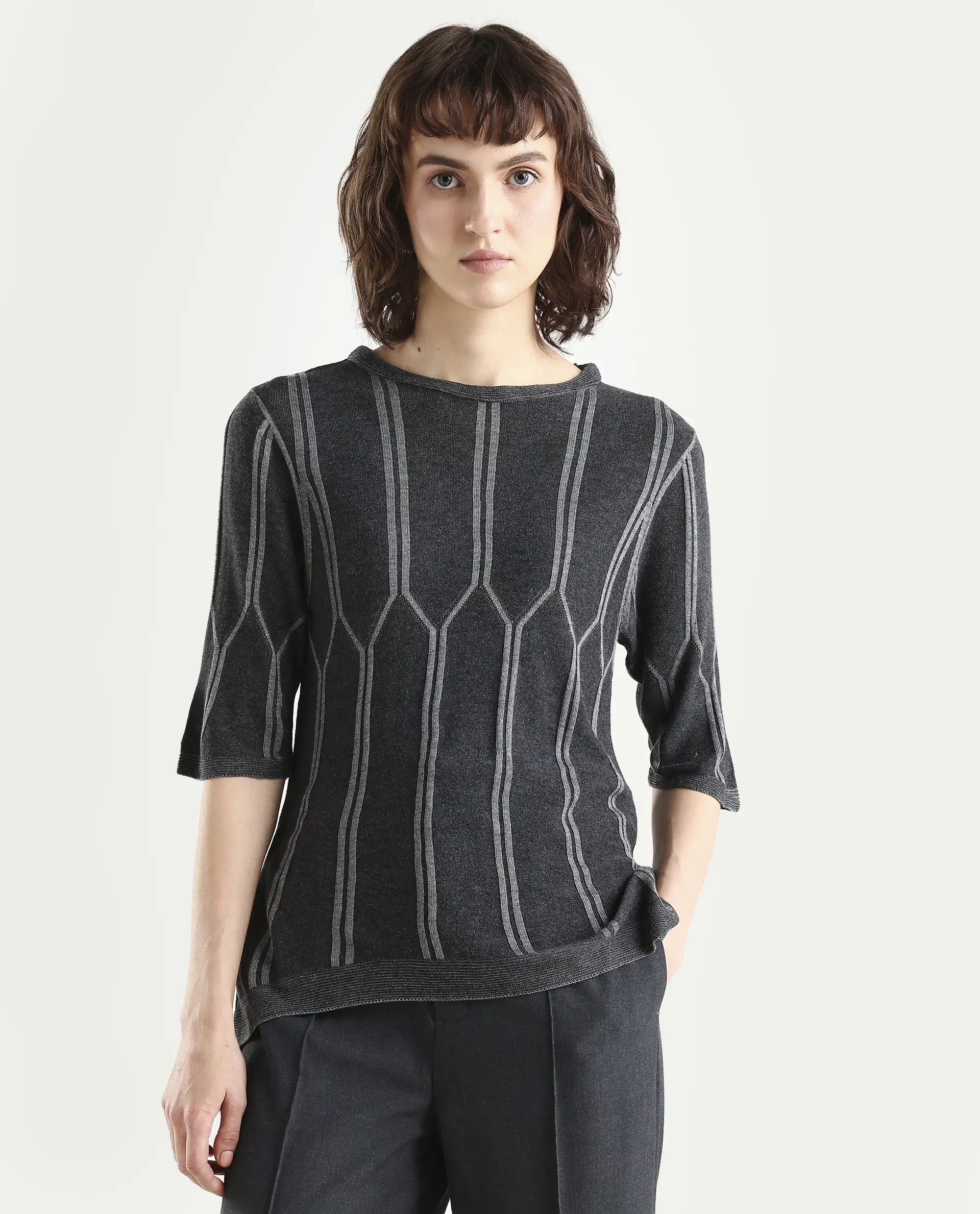 Rareism Women Orate Black Top Short Sleeves - Image 3