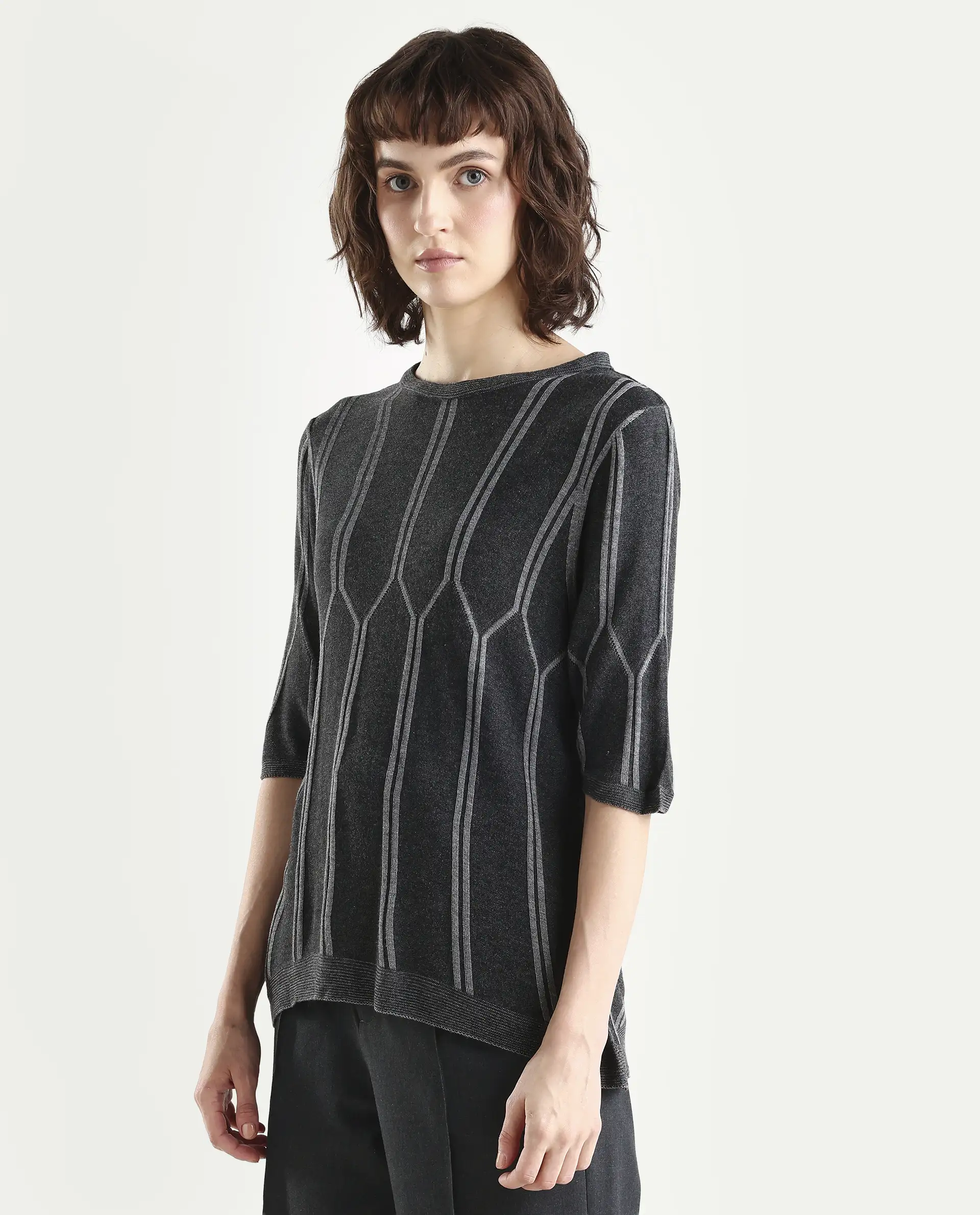 Rareism Women Orate Black Top Short Sleeves - Image 5