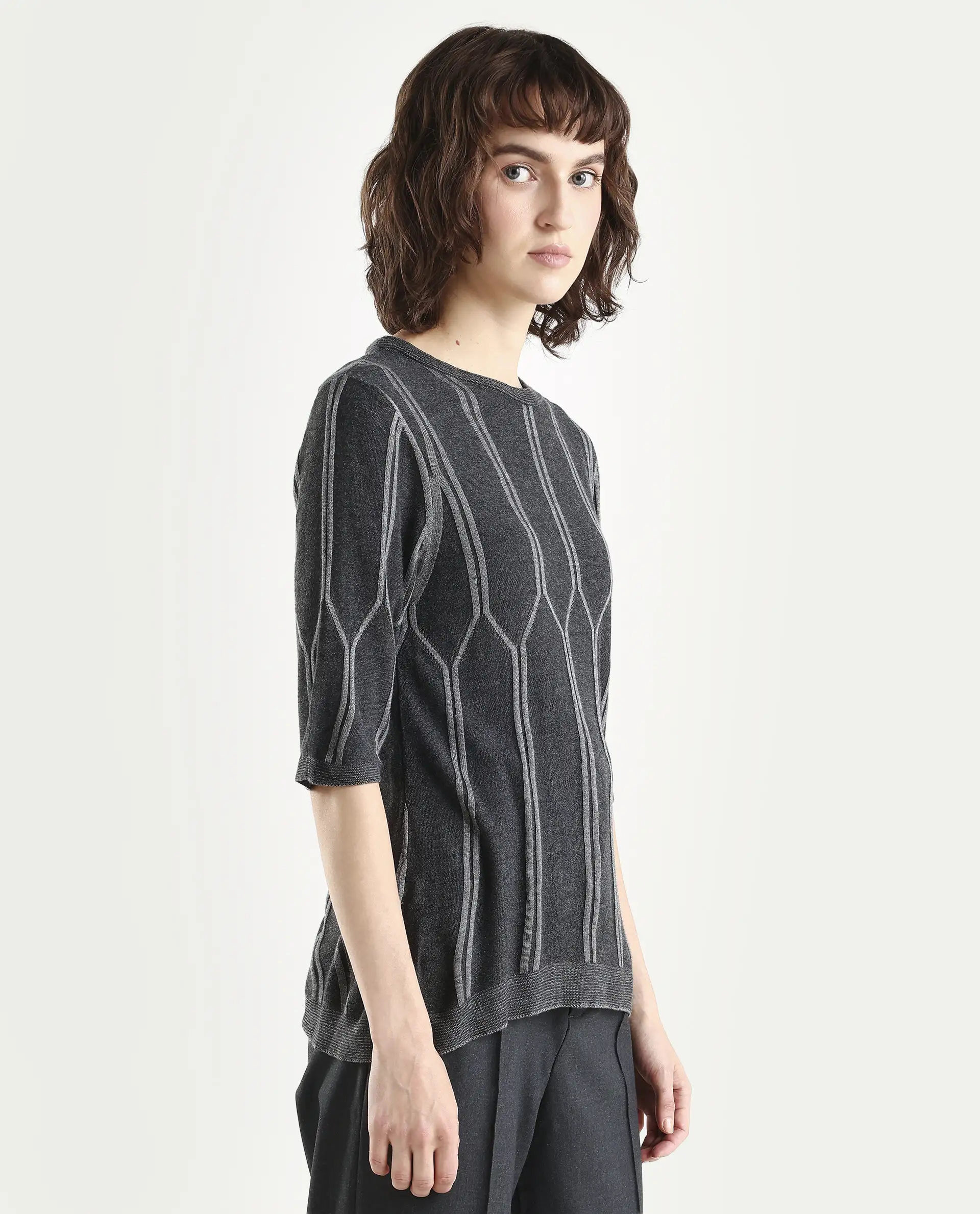 Rareism Women Orate Black Top Short Sleeves - Image 6