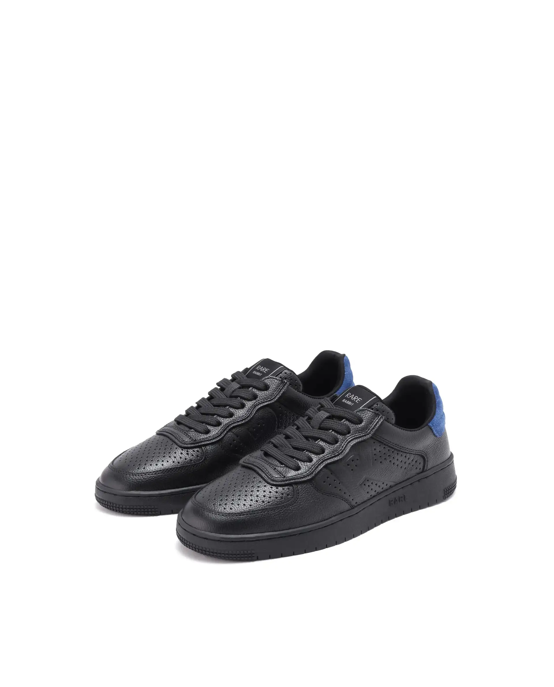 Rare Rabbit Men's Orbiton Black Milled Leather Perforated Details Low-Top Lace-Up Monotone Sneaker Shoes - Image 3
