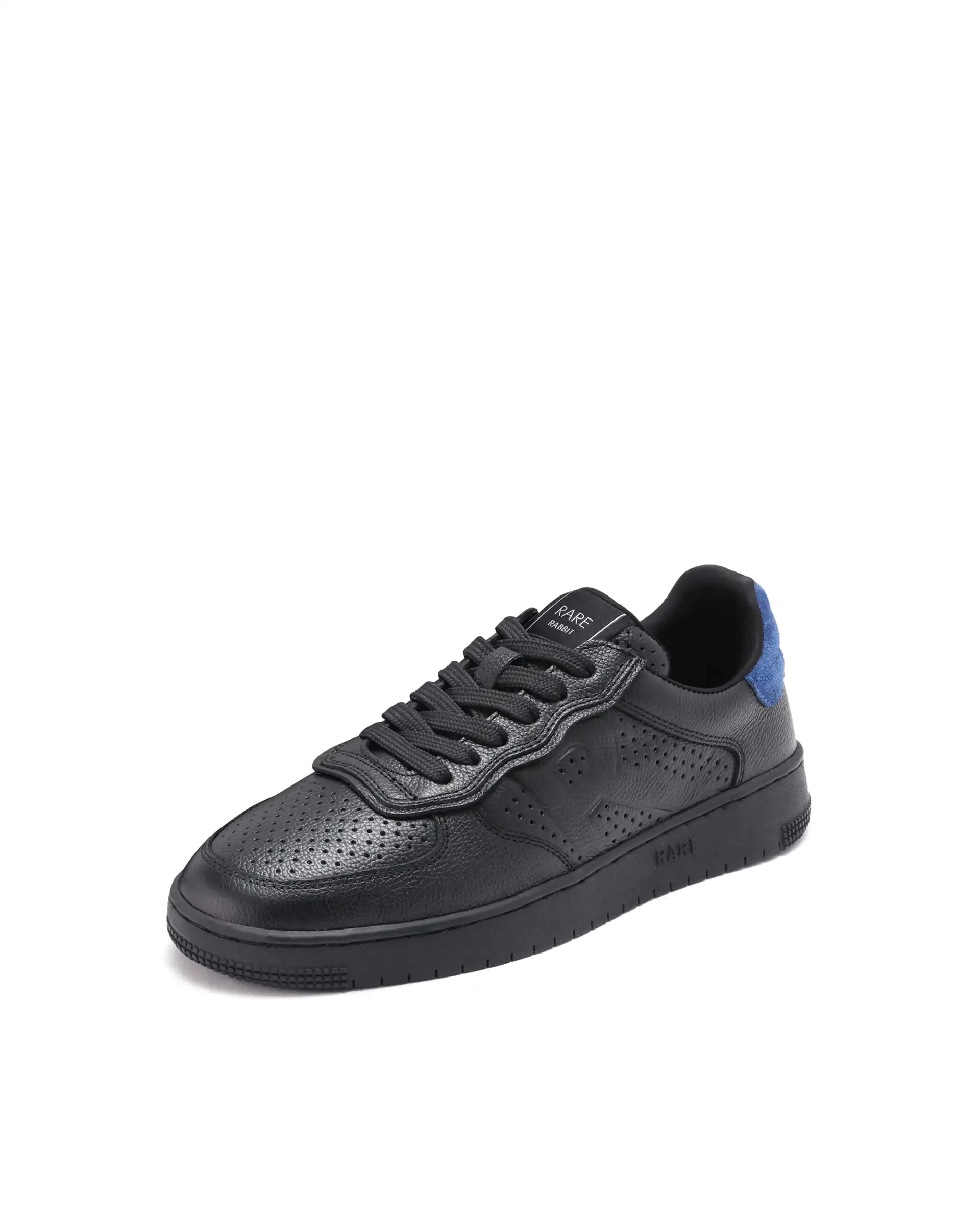 Rare Rabbit Men's Orbiton Black Milled Leather Perforated Details Low-Top Lace-Up Monotone Sneaker Shoes - Image 6