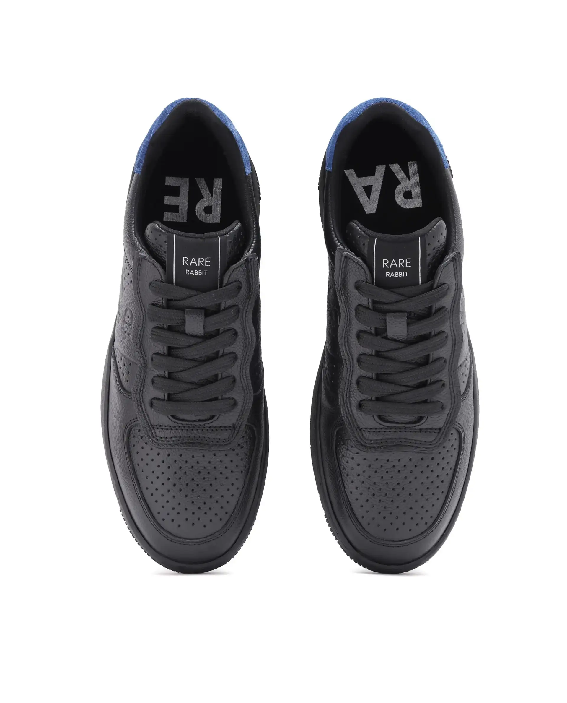 Rare Rabbit Men's Orbiton Black Milled Leather Perforated Details Low-Top Lace-Up Monotone Sneaker Shoes - Image 8