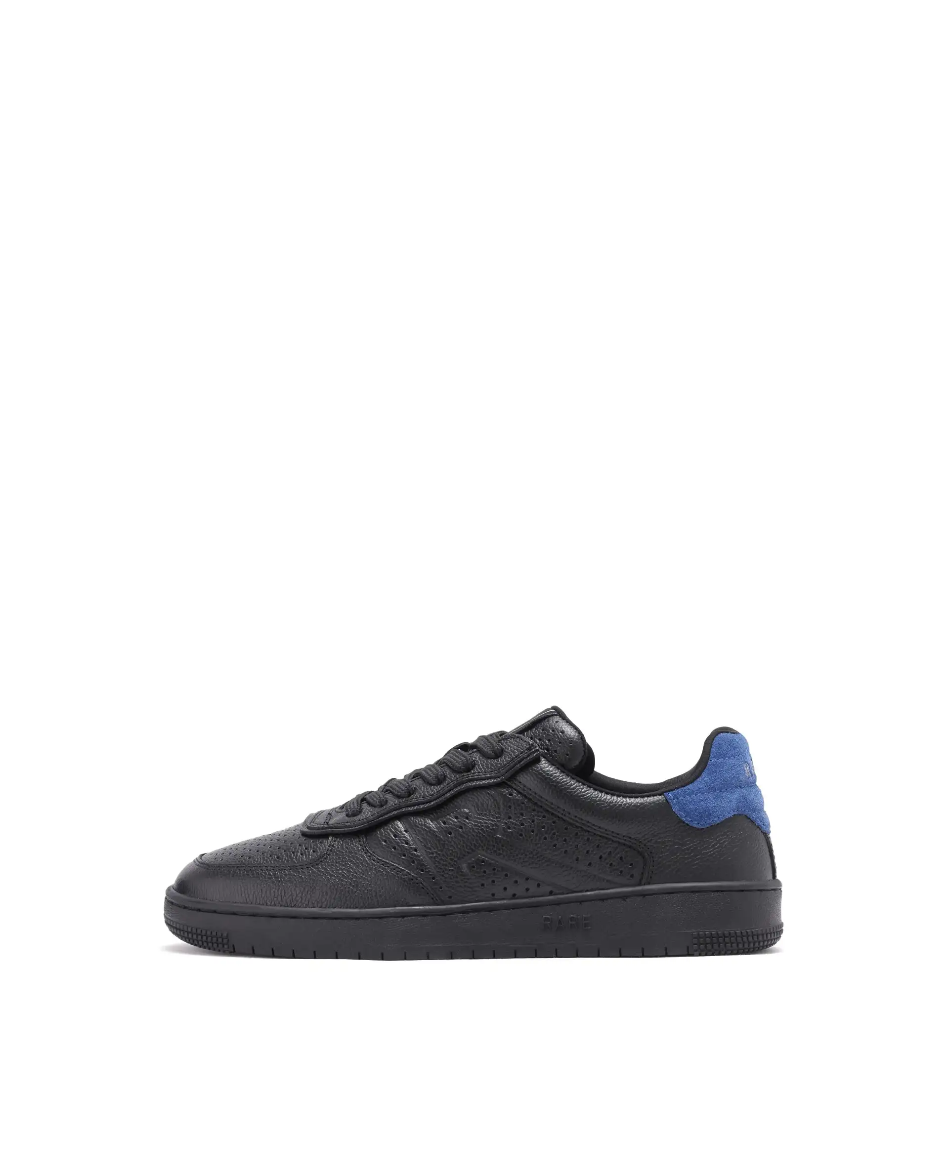 Rare Rabbit Men's Orbiton Black Milled Leather Perforated Details Low-Top Lace-Up Monotone Sneaker Shoes - Image 9