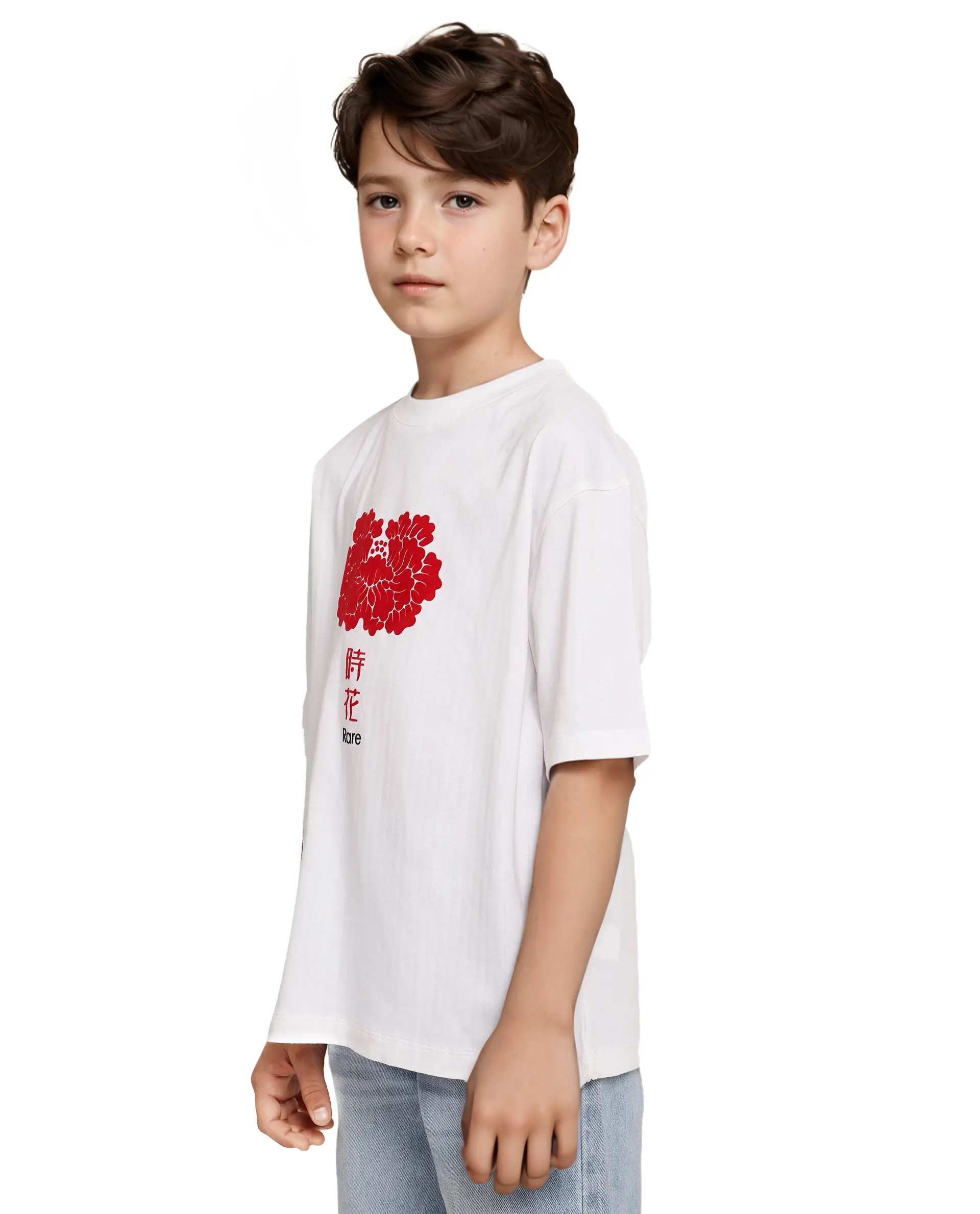 Rare Ones Kids Orel White Cotton Half Sleeves Oversized Fit Crew Neck Graphic Print T-Shirt - Image 6