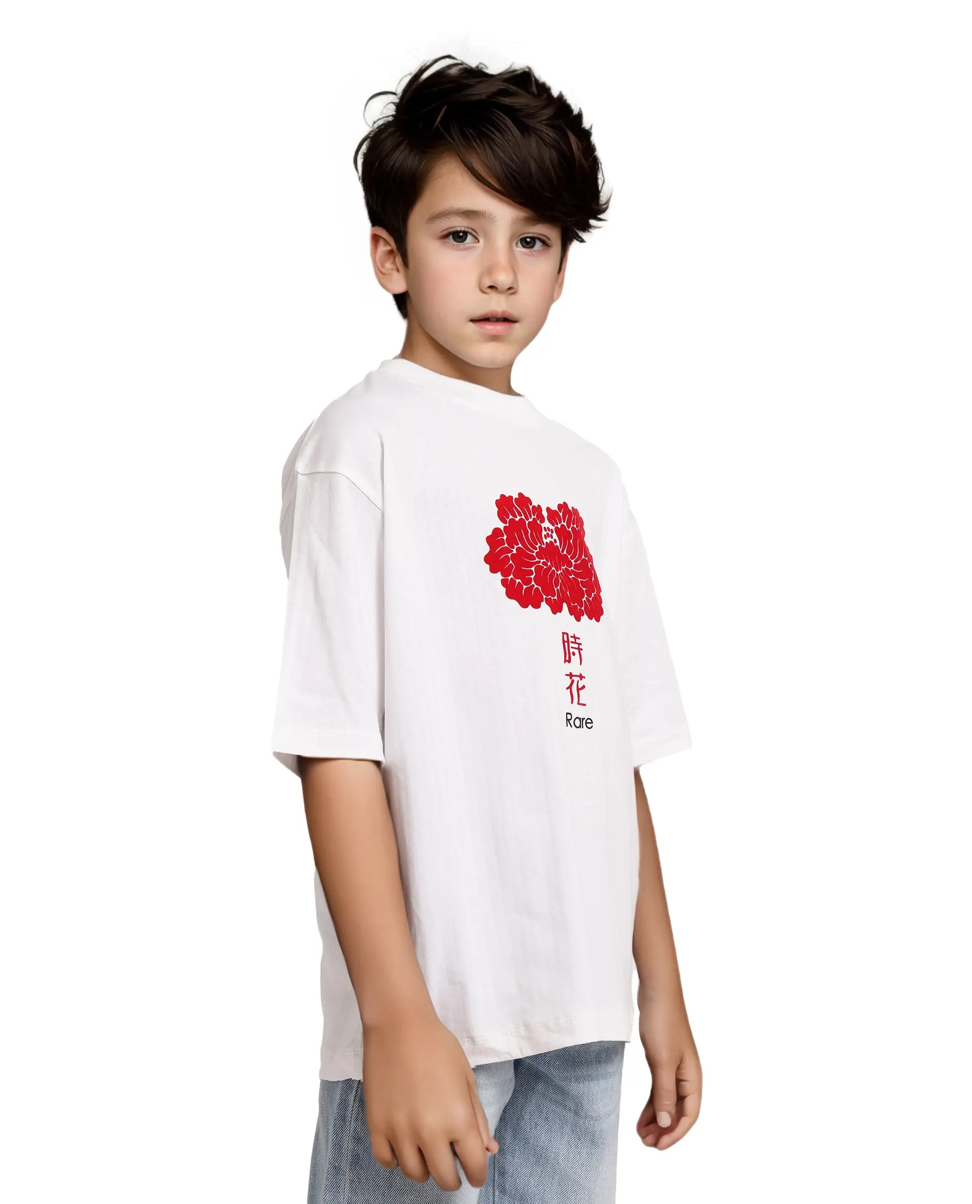 Rare Ones Kids Orel White Cotton Half Sleeves Oversized Fit Crew Neck Graphic Print T-Shirt - Image 7